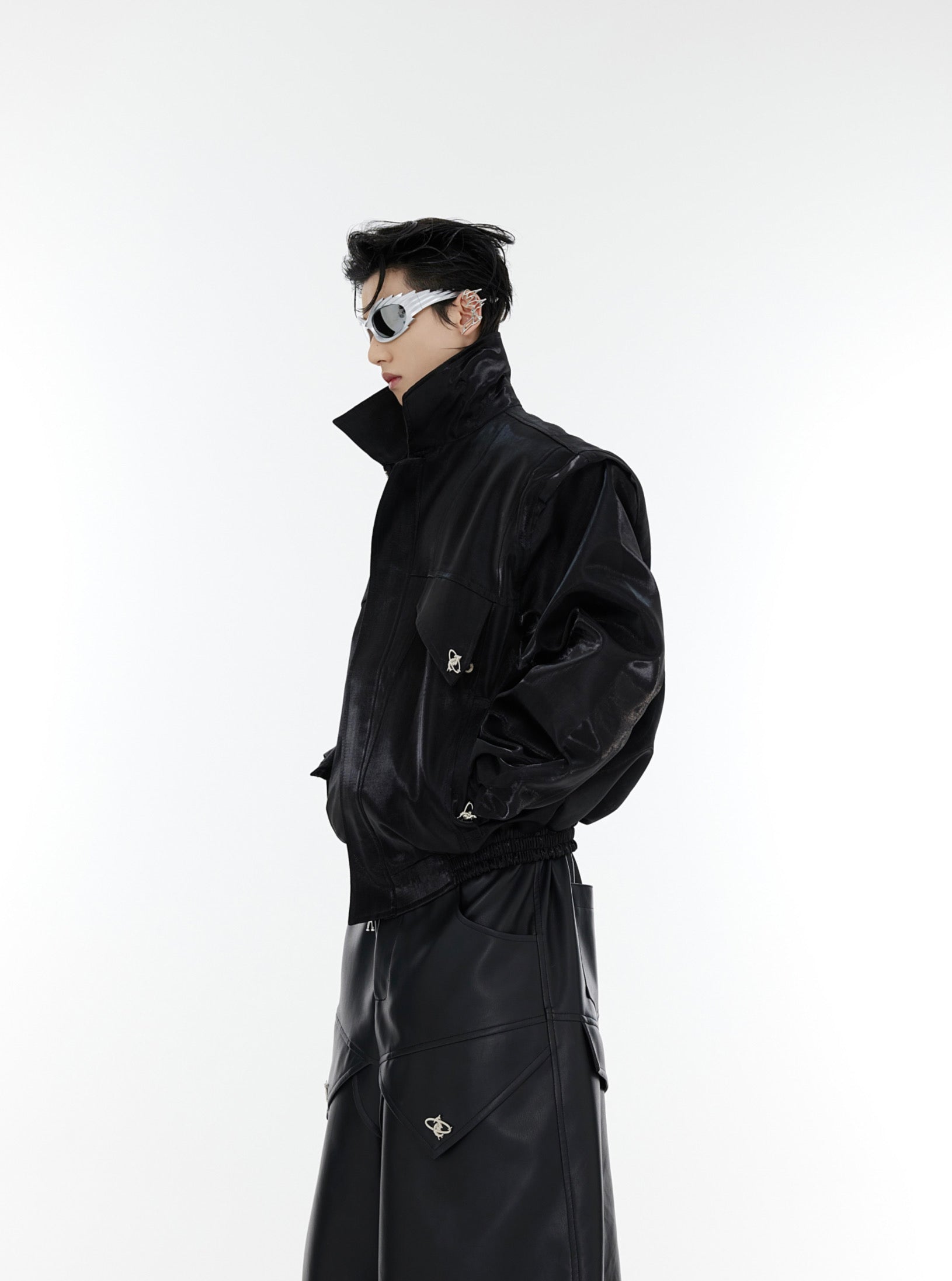 Oversize Shoulder-pads PU Leather Jacket