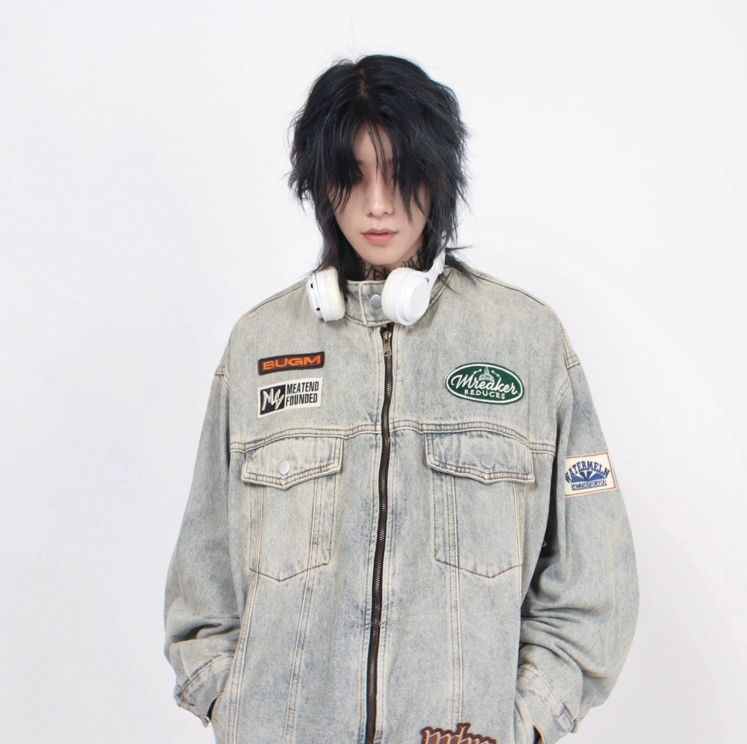 Oversize Standing-collar Denim Jacket