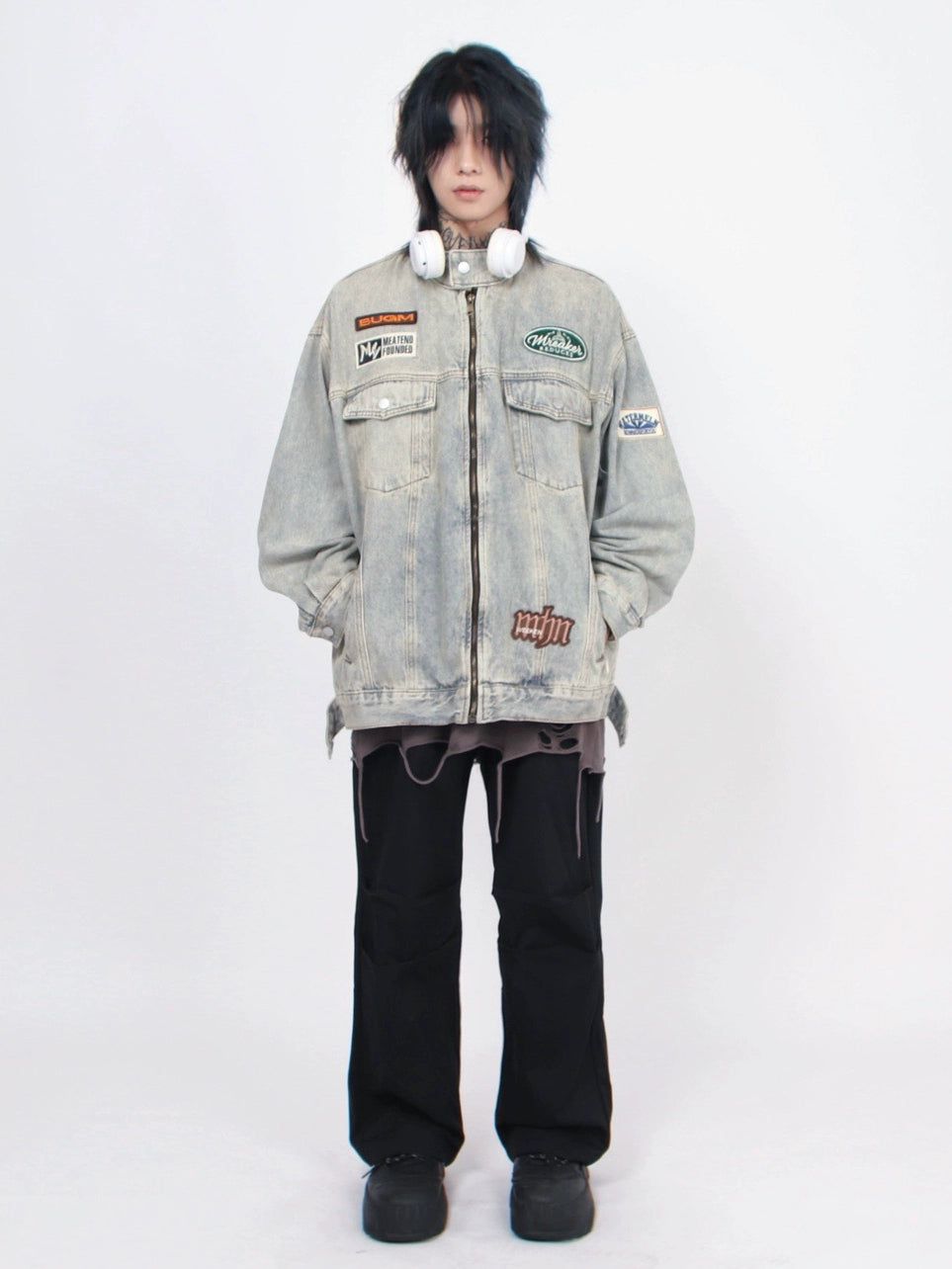 Oversize Standing-collar Denim Jacket