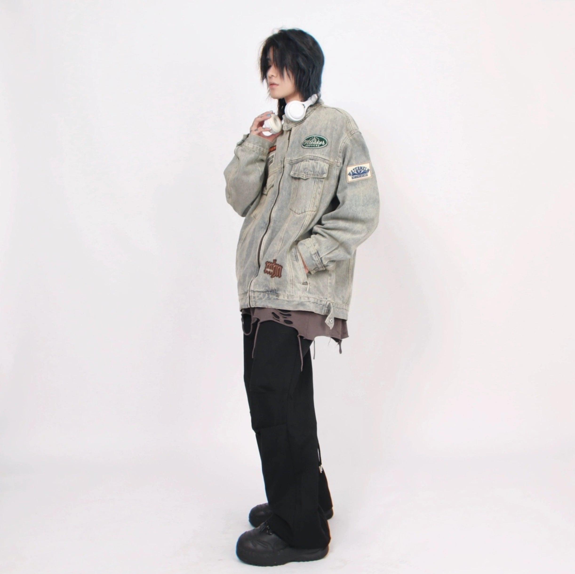 Oversize Standing-collar Denim Jacket