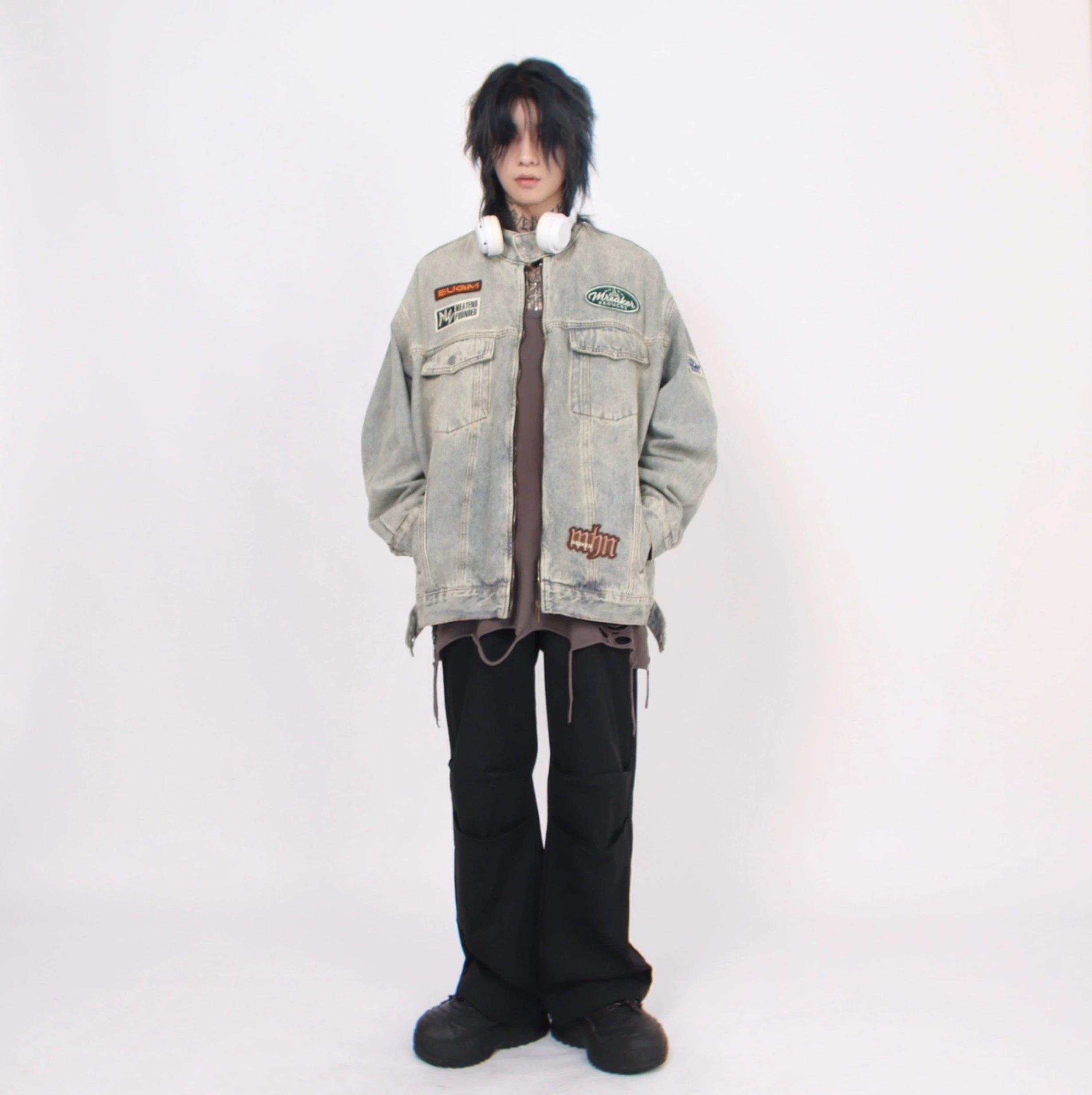 Oversize Standing-collar Denim Jacket