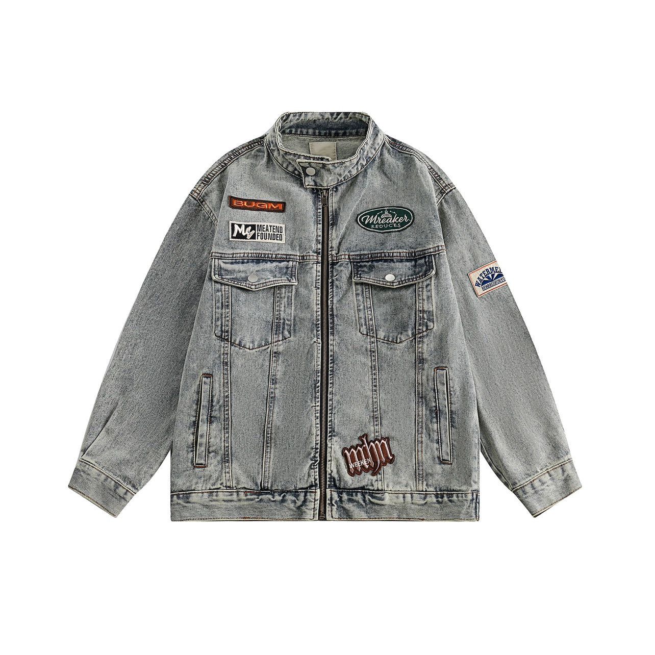 Oversize Standing-collar Denim Jacket