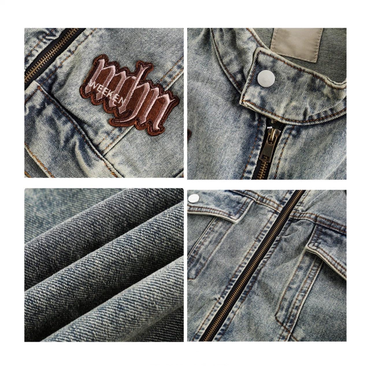 Oversize Standing-collar Denim Jacket