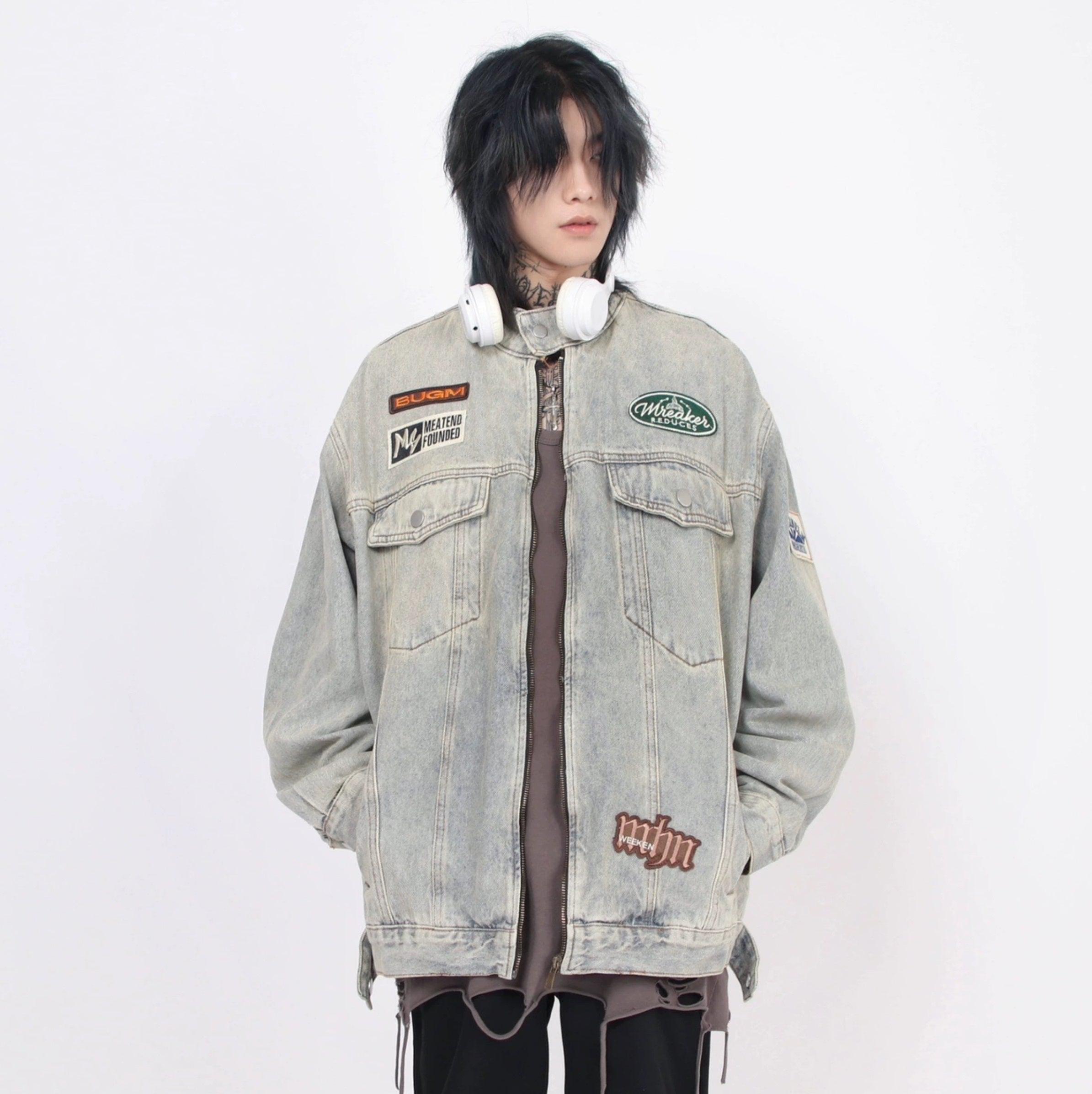 Oversize Standing-collar Denim Jacket