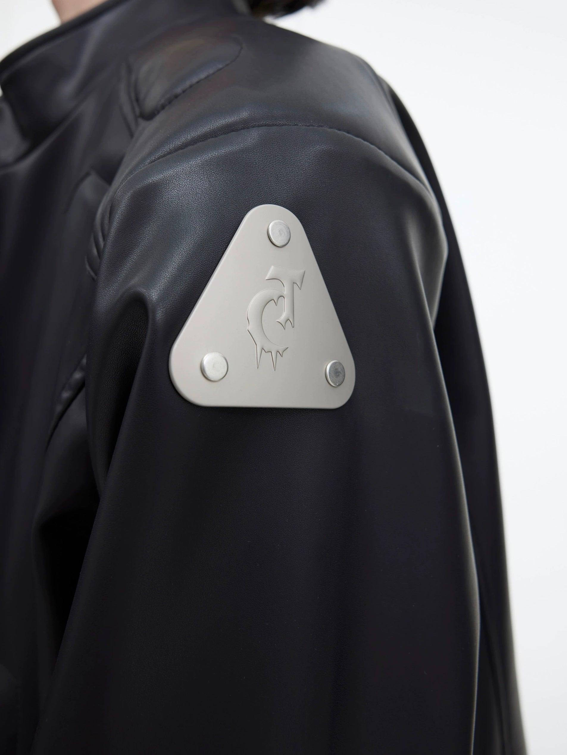 Oversize Standing-collar PU Leather Jacket