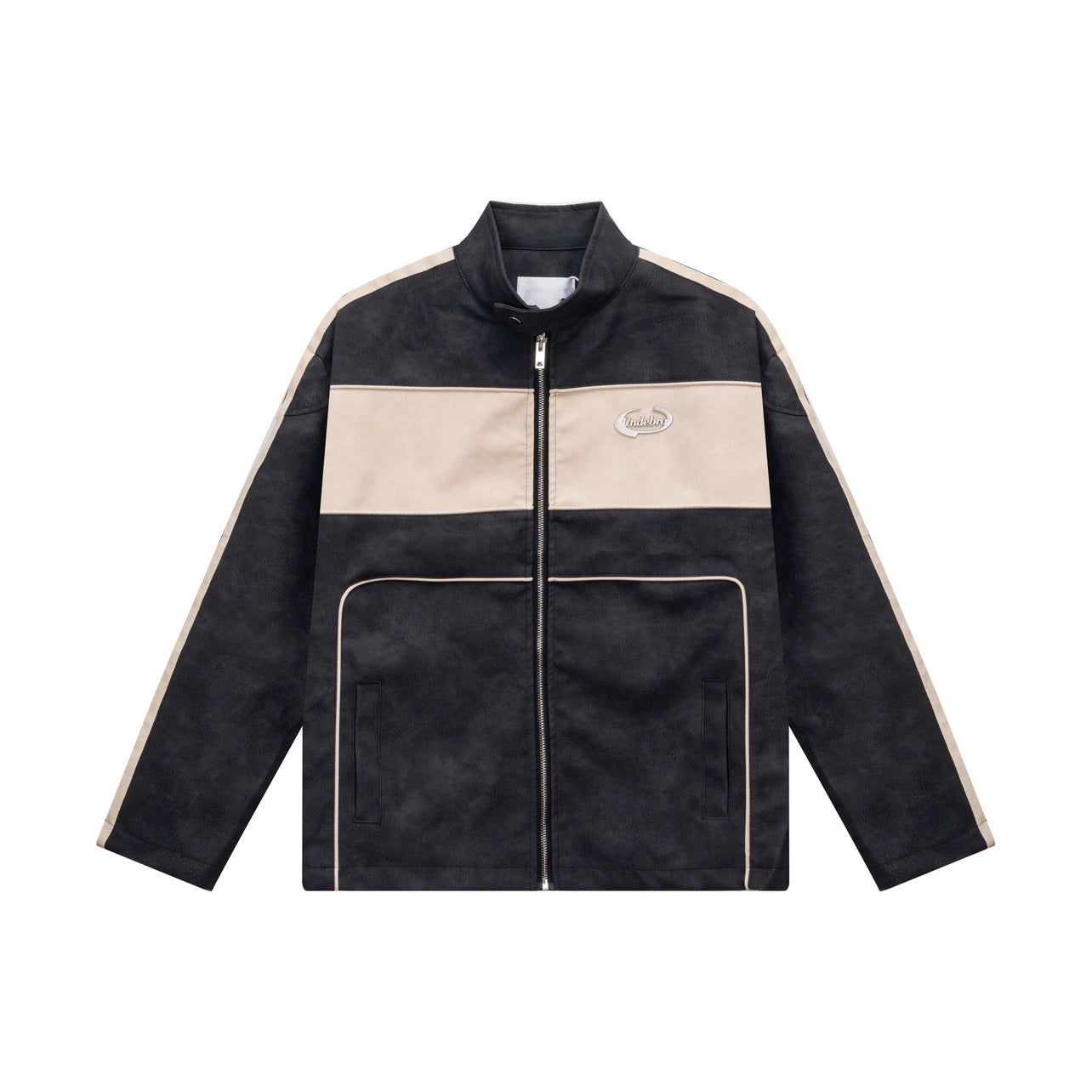 Oversize Standing-collar PU Leather Jacket