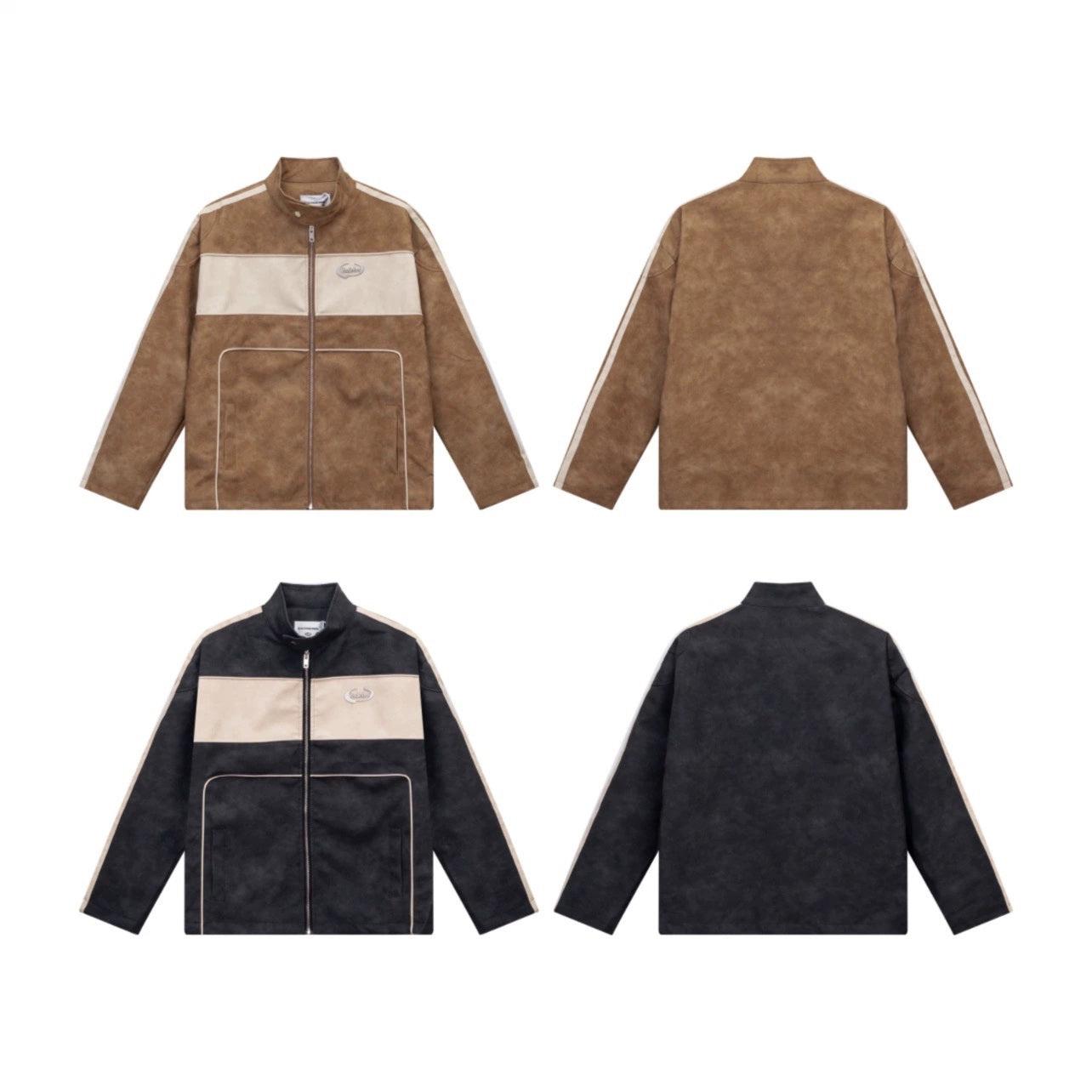 Oversize Standing-collar PU Leather Jacket