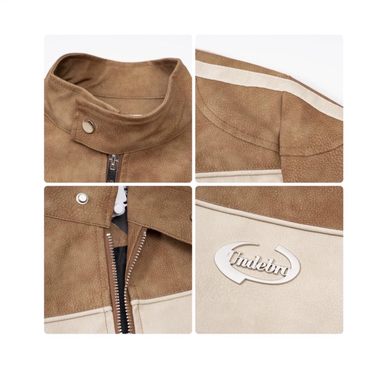 Oversize Standing-collar PU Leather Jacket