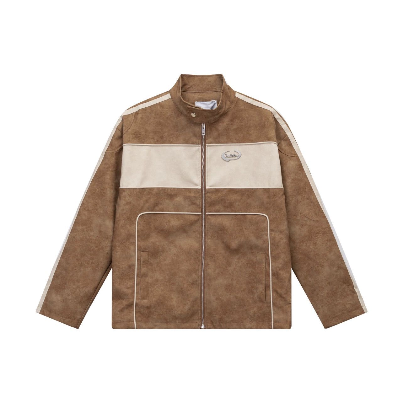 Oversize Standing-collar PU Leather Jacket