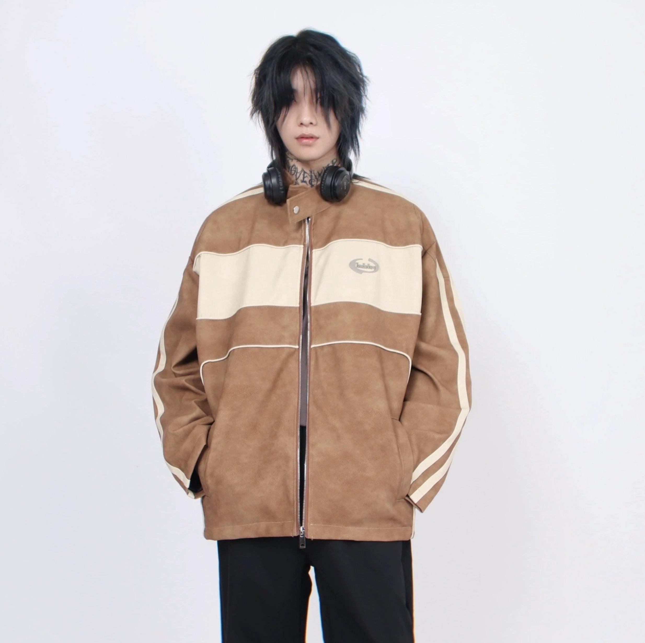 Oversize Standing-collar PU Leather Jacket