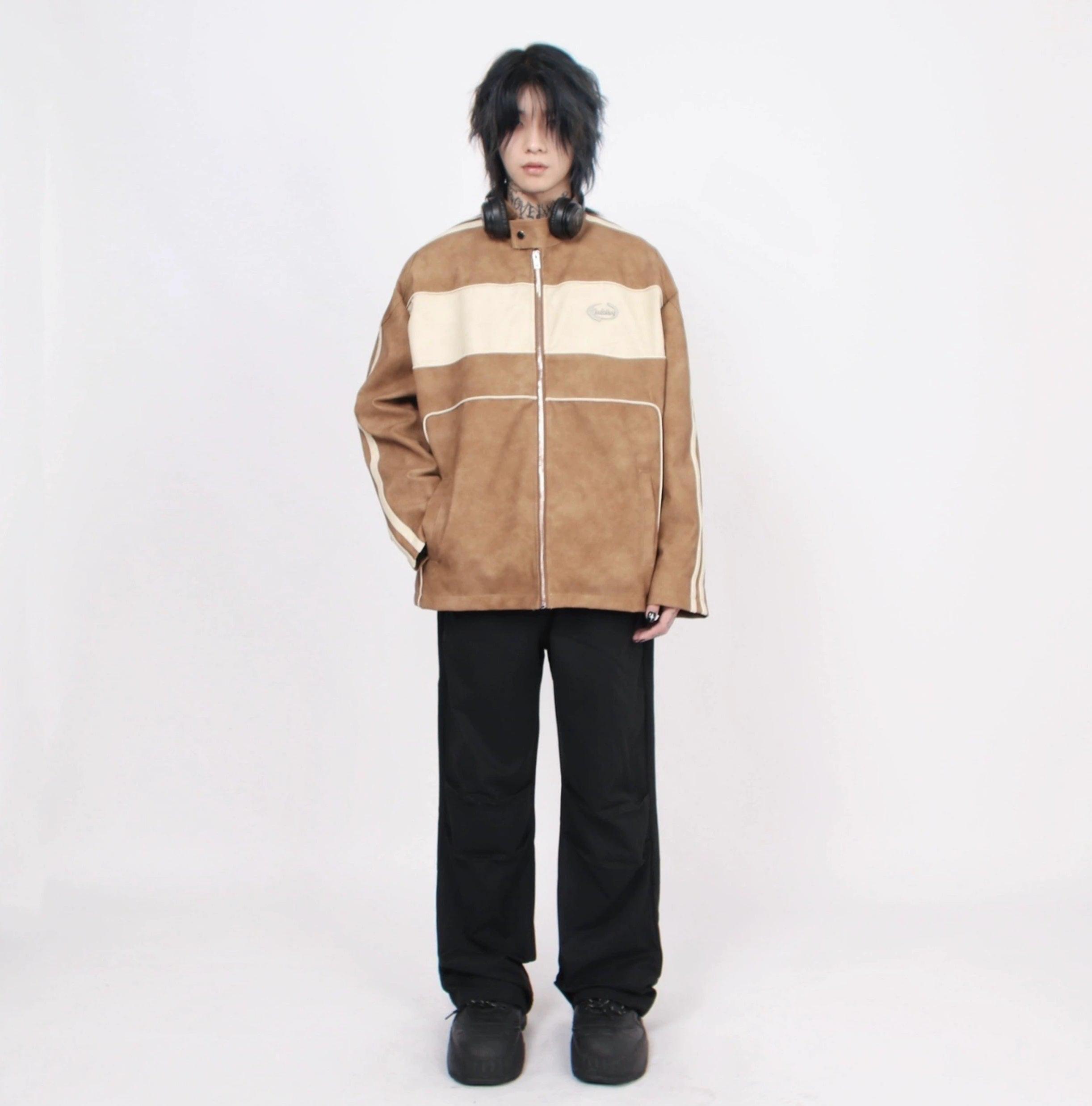 Oversize Standing-collar PU Leather Jacket