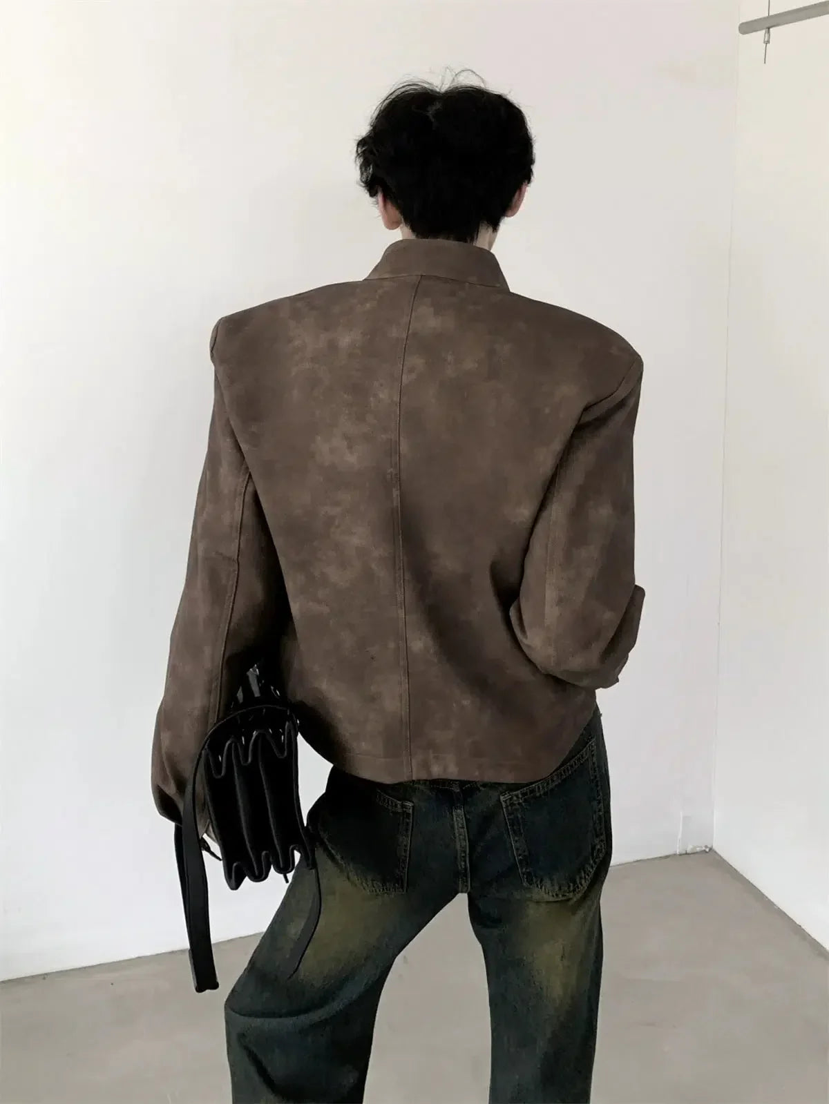 Oversize Standing-collar Suede Jacket