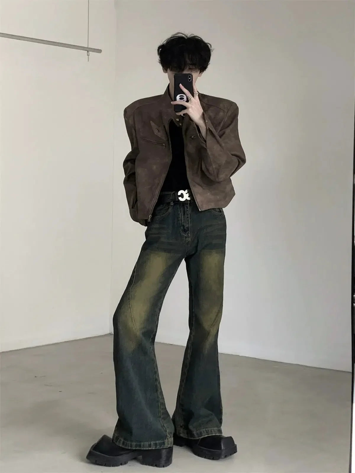 Oversize Standing-collar Suede Jacket