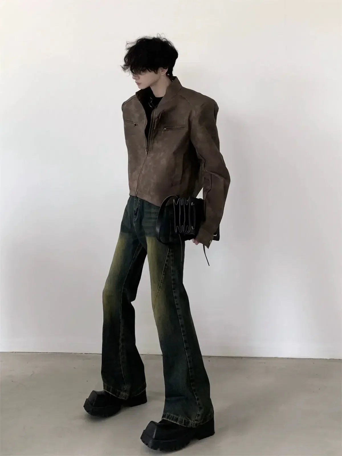Oversize Standing-collar Suede Jacket
