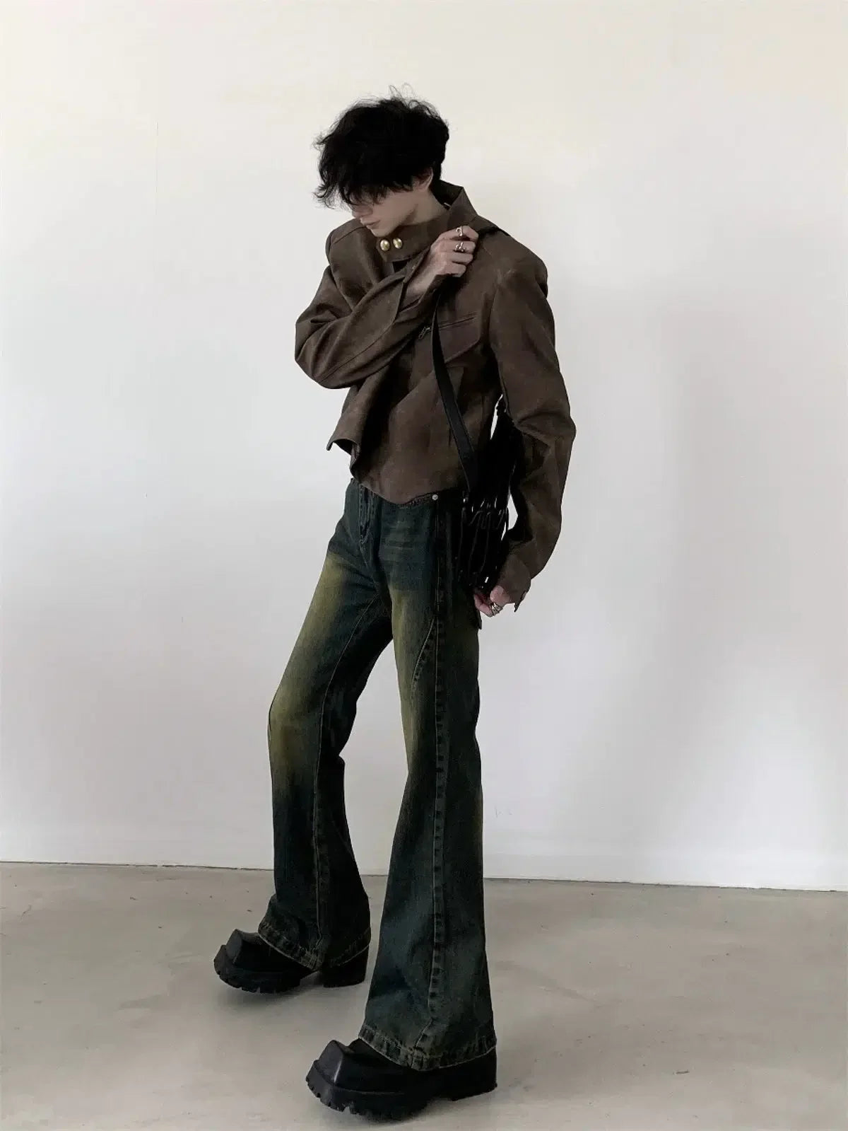 Oversize Standing-collar Suede Jacket