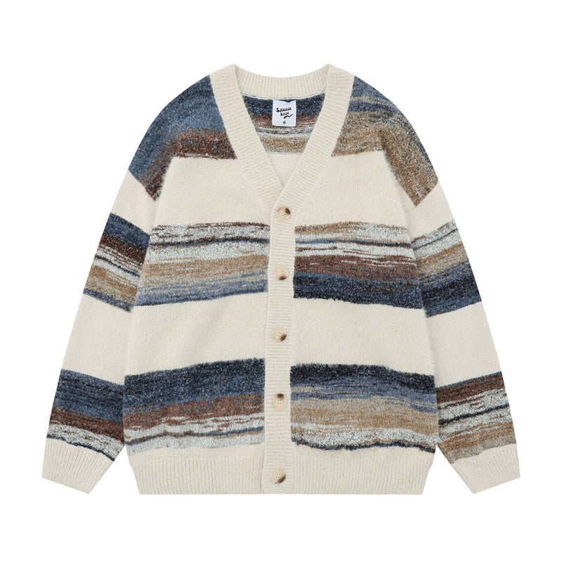 Oversized Striped Knit Cardigan