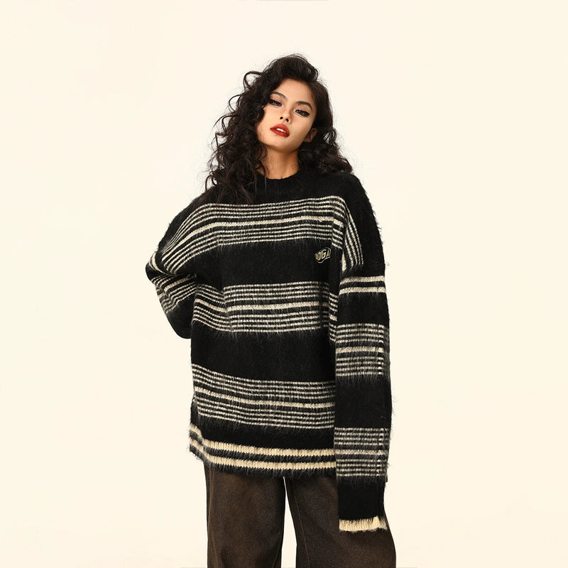 Oversized Striped Knit Sweater