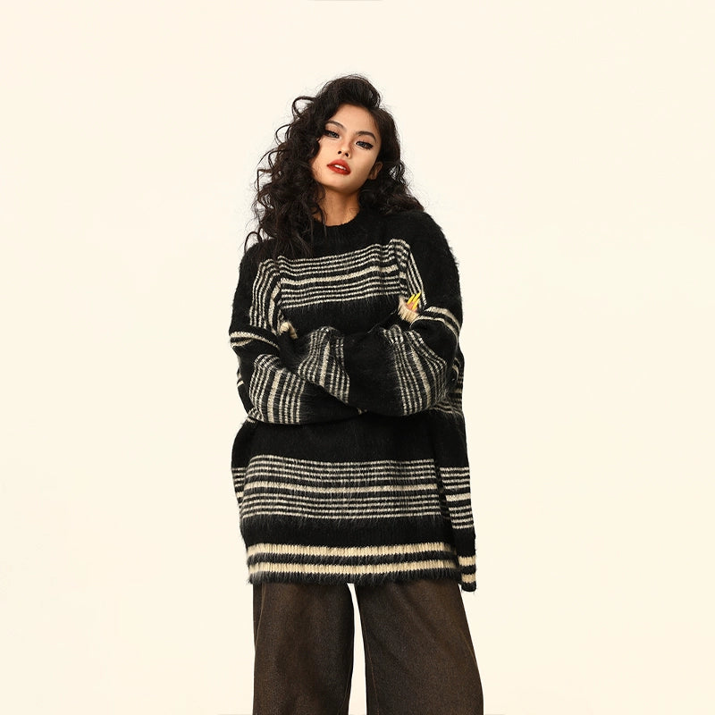 Oversized Striped Knit Sweater