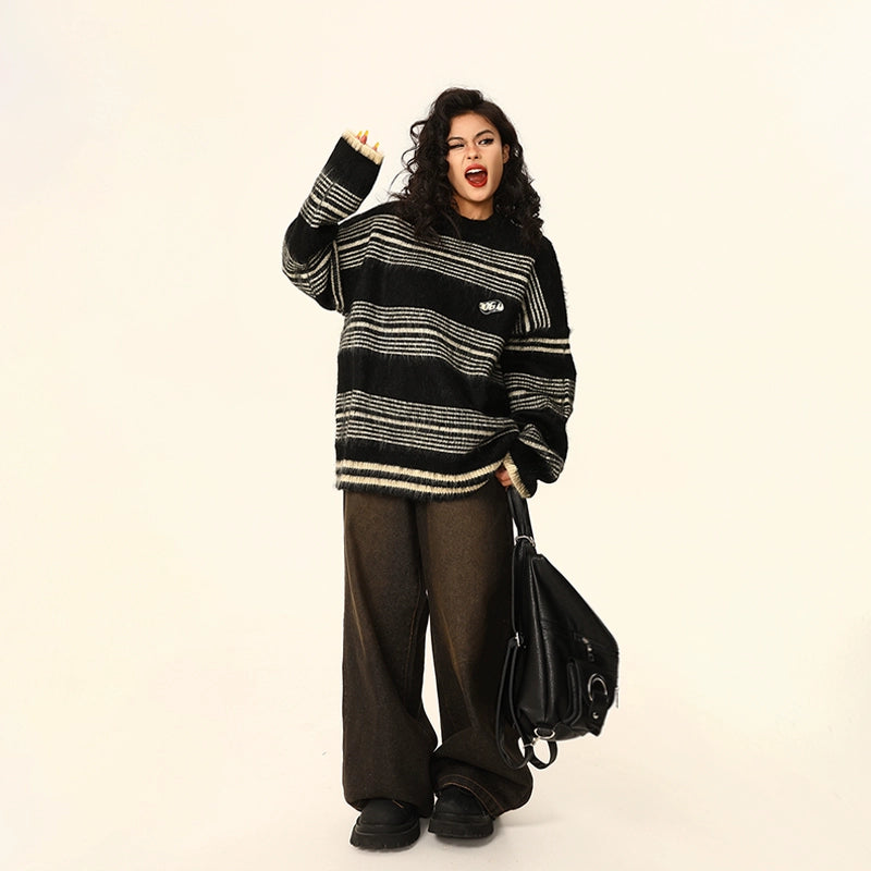 Oversized Striped Knit Sweater