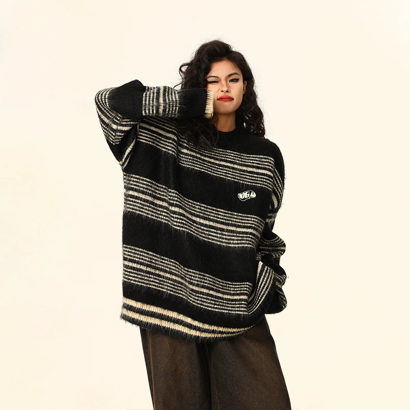 Oversized Striped Knit Sweater