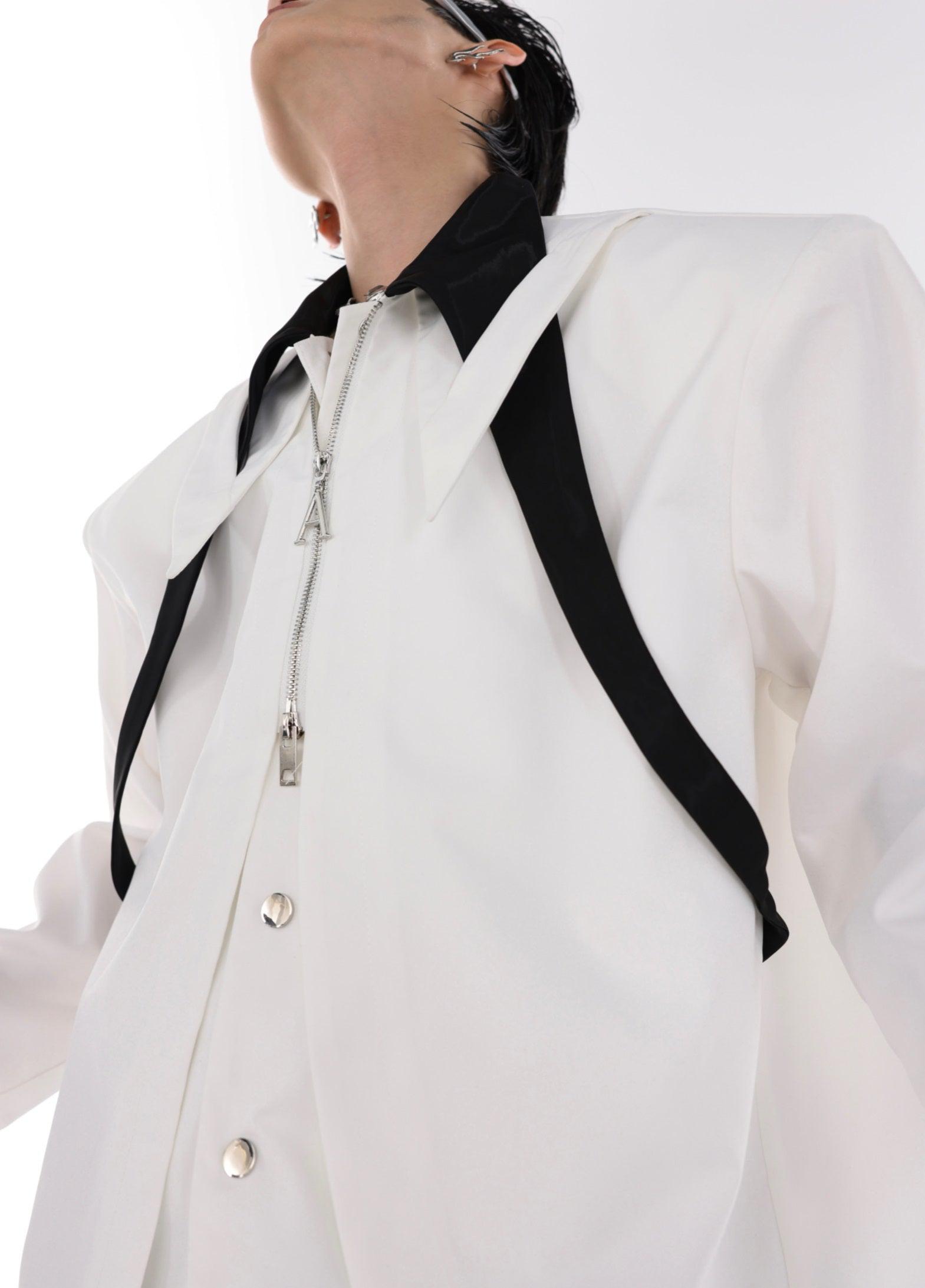 Camicia oversize a maniche lunghe con cravatta a strati