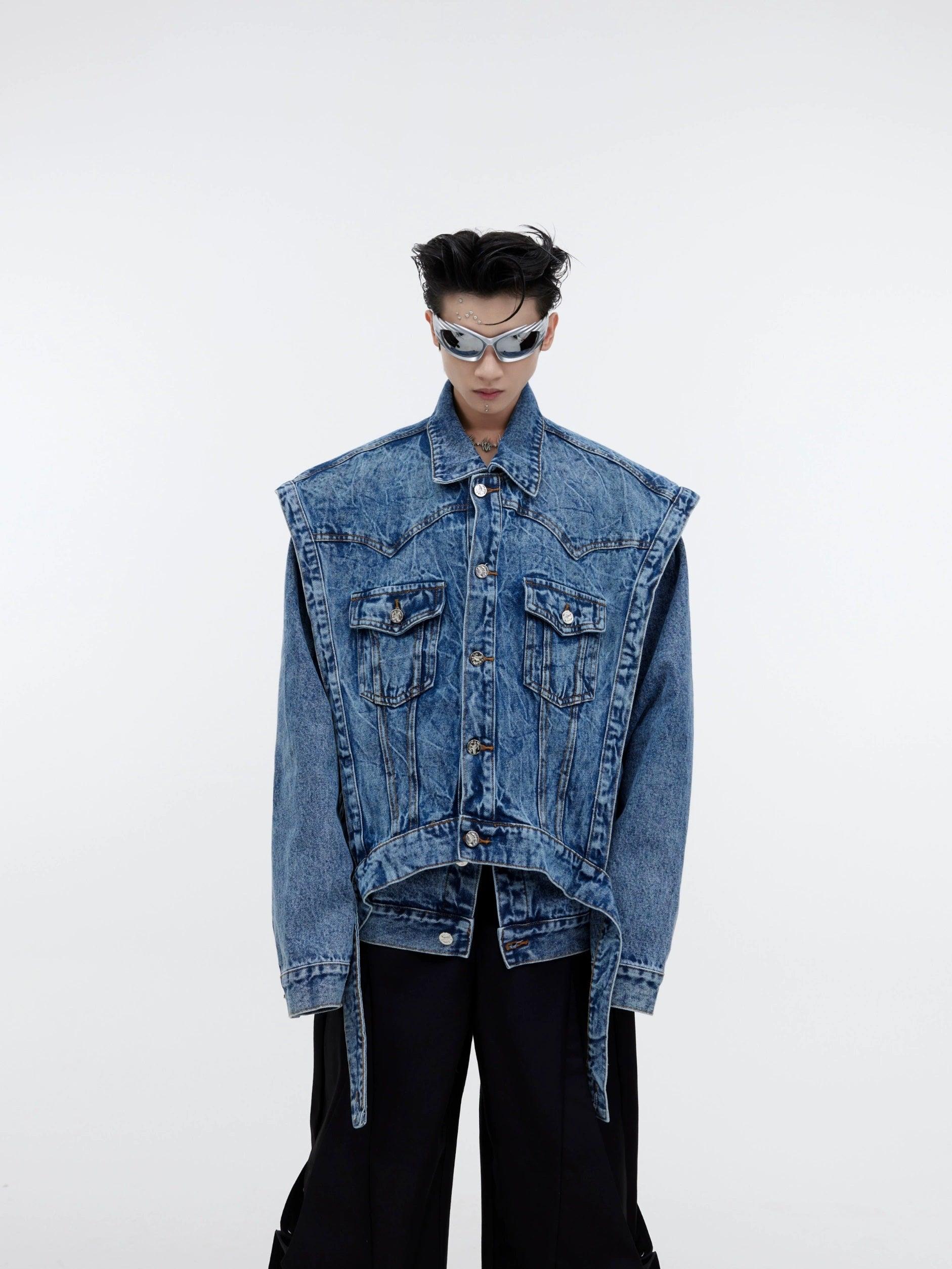Oversize Two-piece Layered Denim Vest Jacket