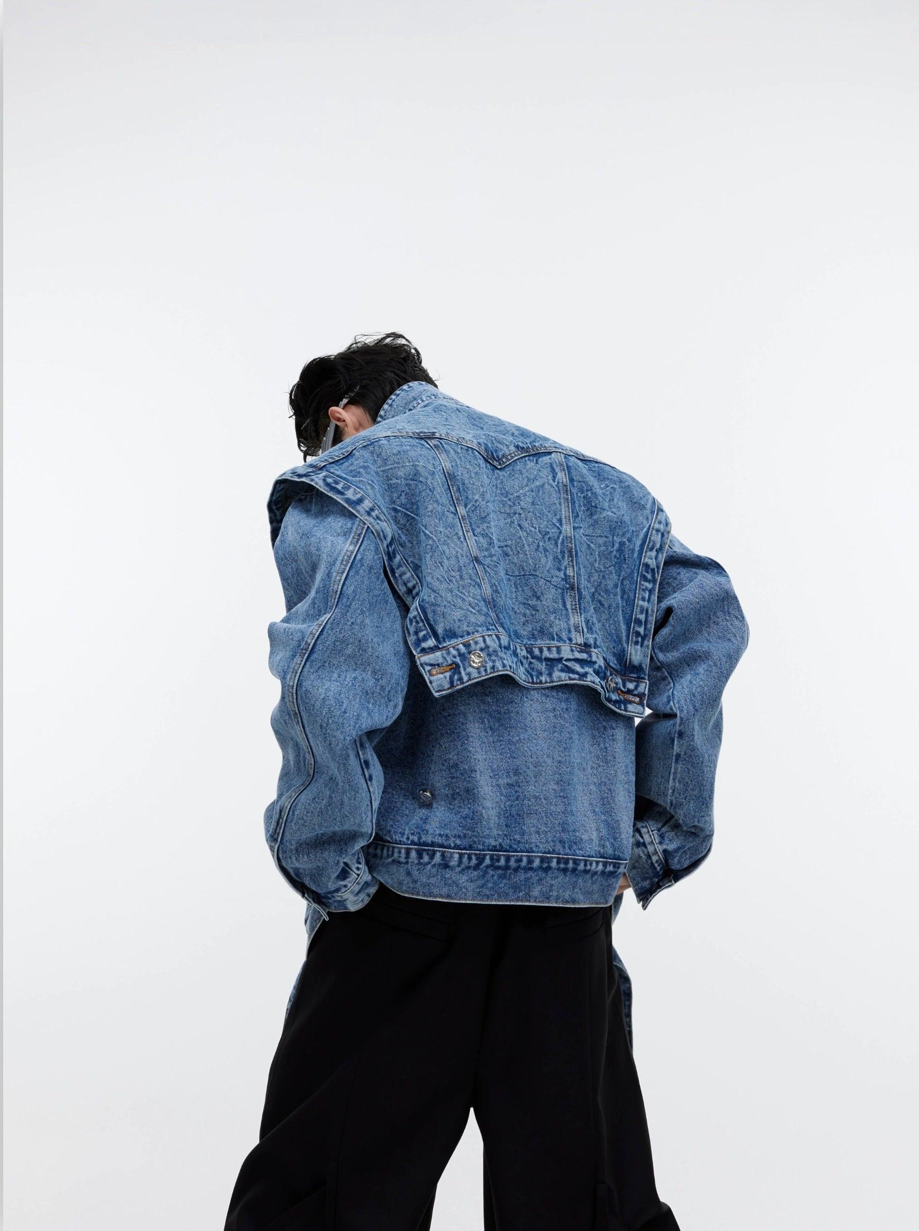 Oversize Two-piece Layered Denim Vest Jacket