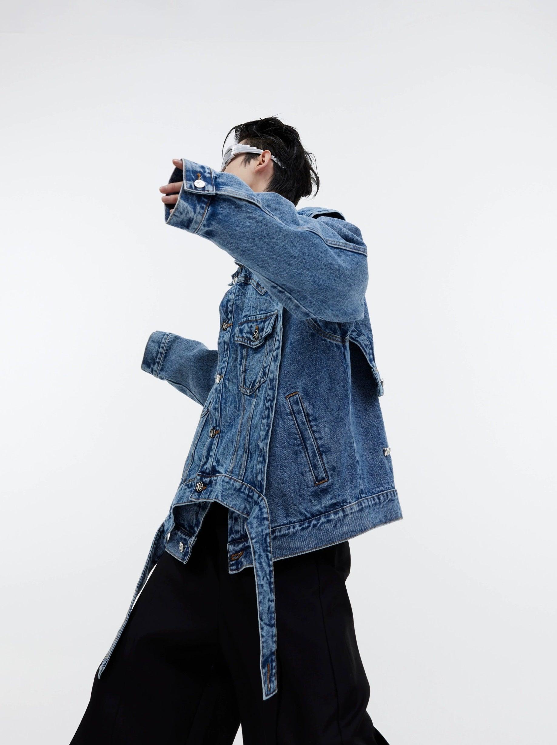 Oversize Two-piece Layered Denim Vest Jacket