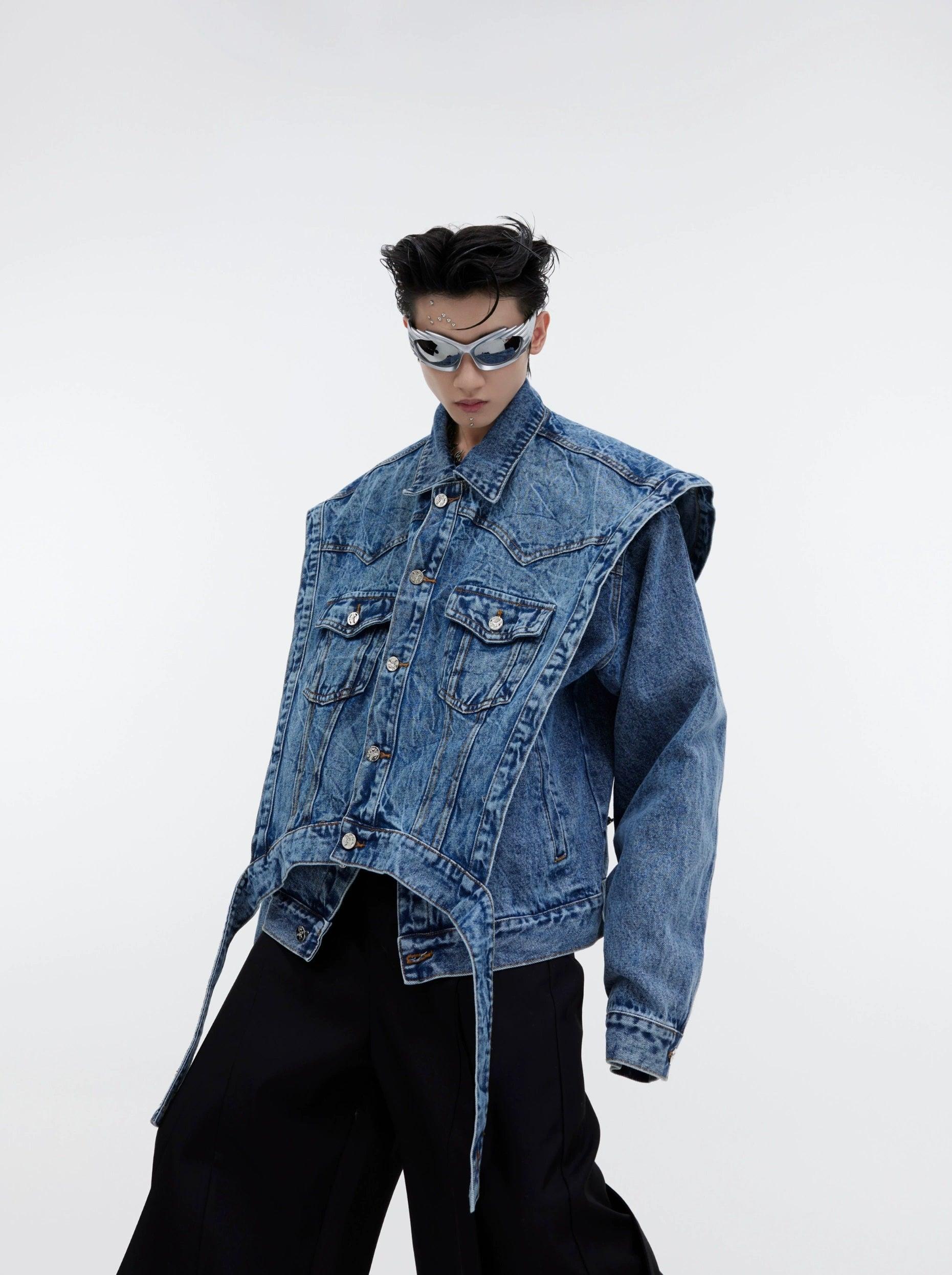 Oversize Two-piece Layered Denim Vest Jacket