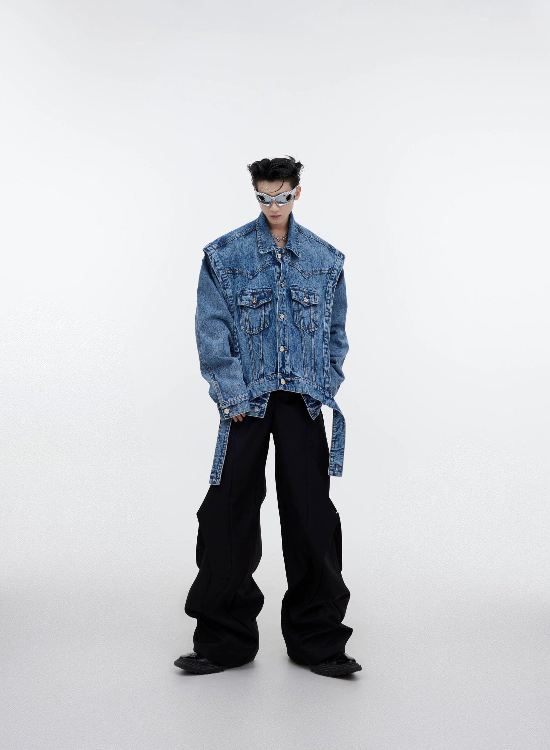 Oversize Two-piece Layered Denim Vest Jacket