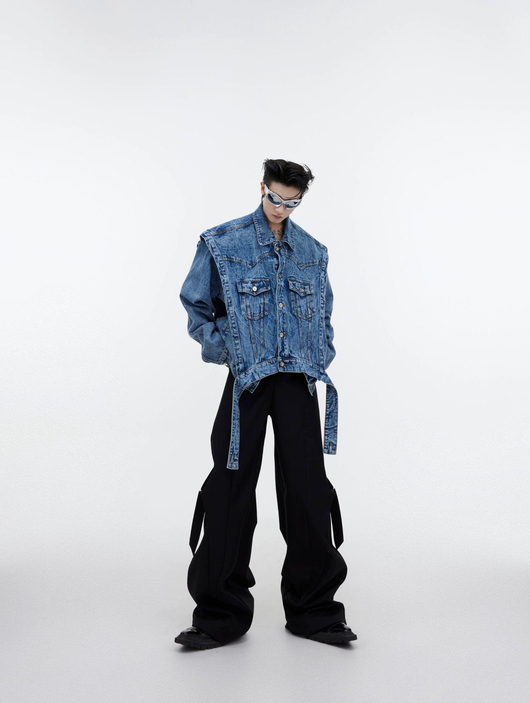 Oversize Two-piece Layered Denim Vest Jacket