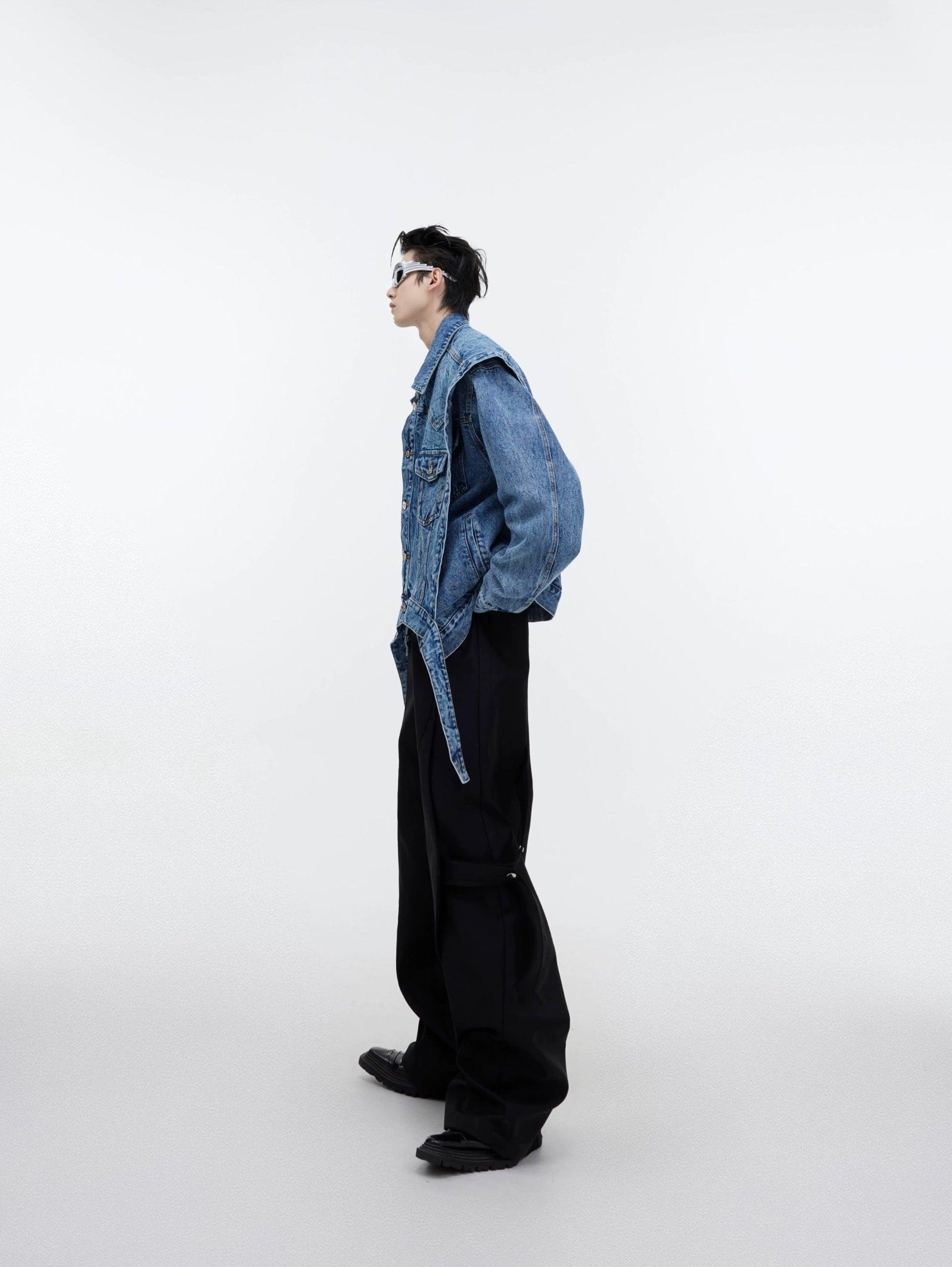 Oversize Two-piece Layered Denim Vest Jacket