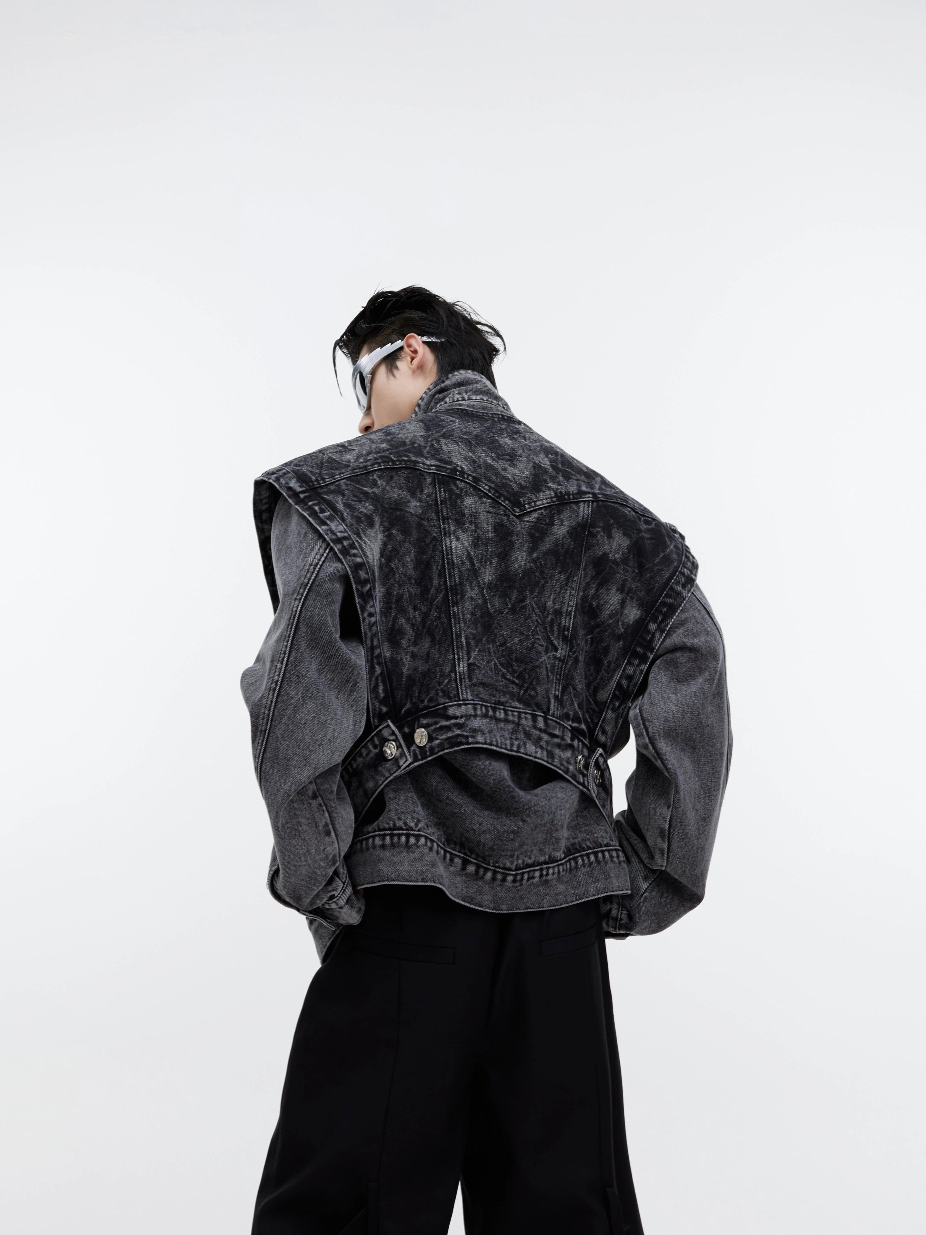 Oversize Two-piece Layered Denim Vest Jacket
