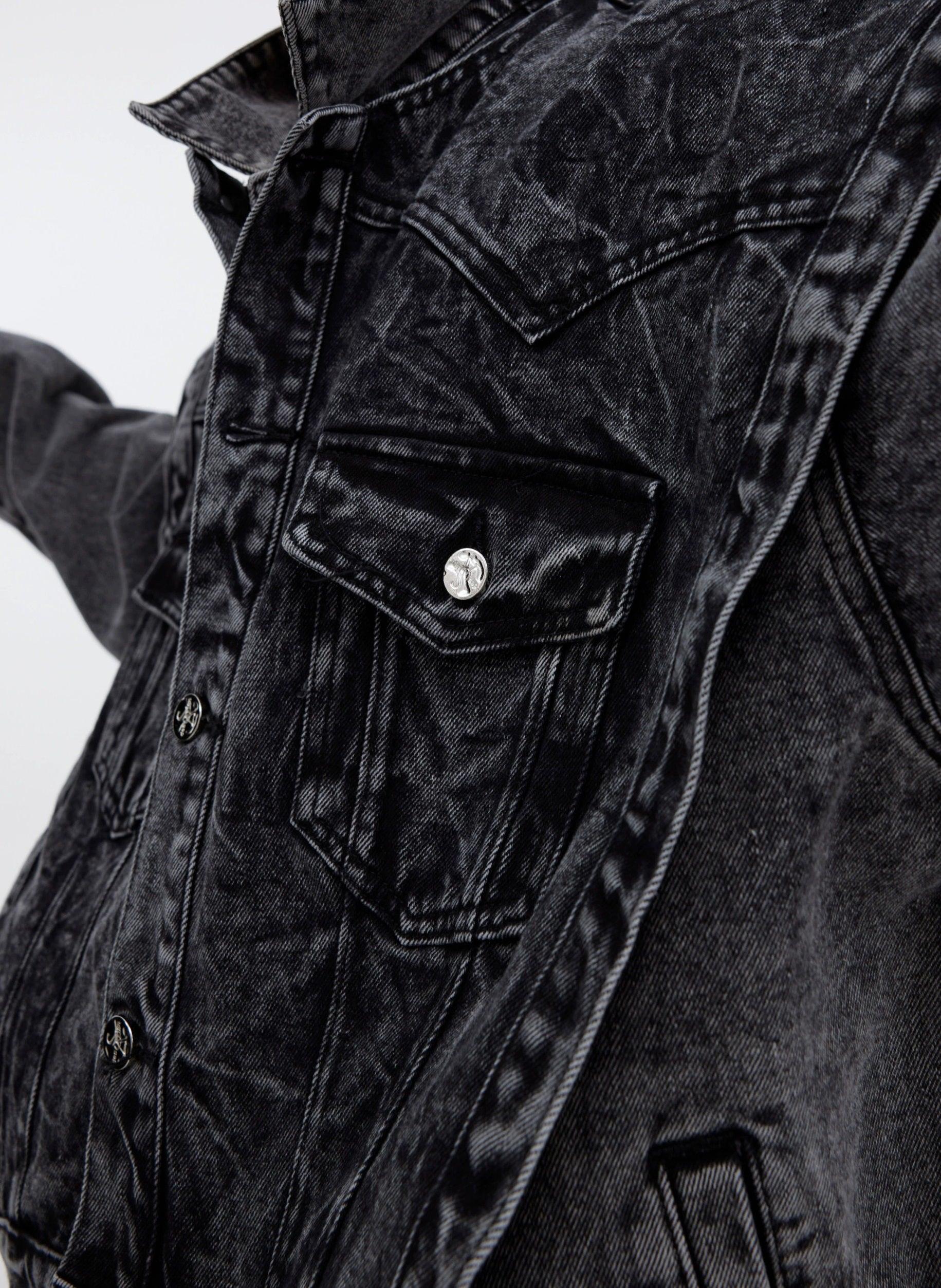 Oversize Two-piece Layered Denim Vest Jacket