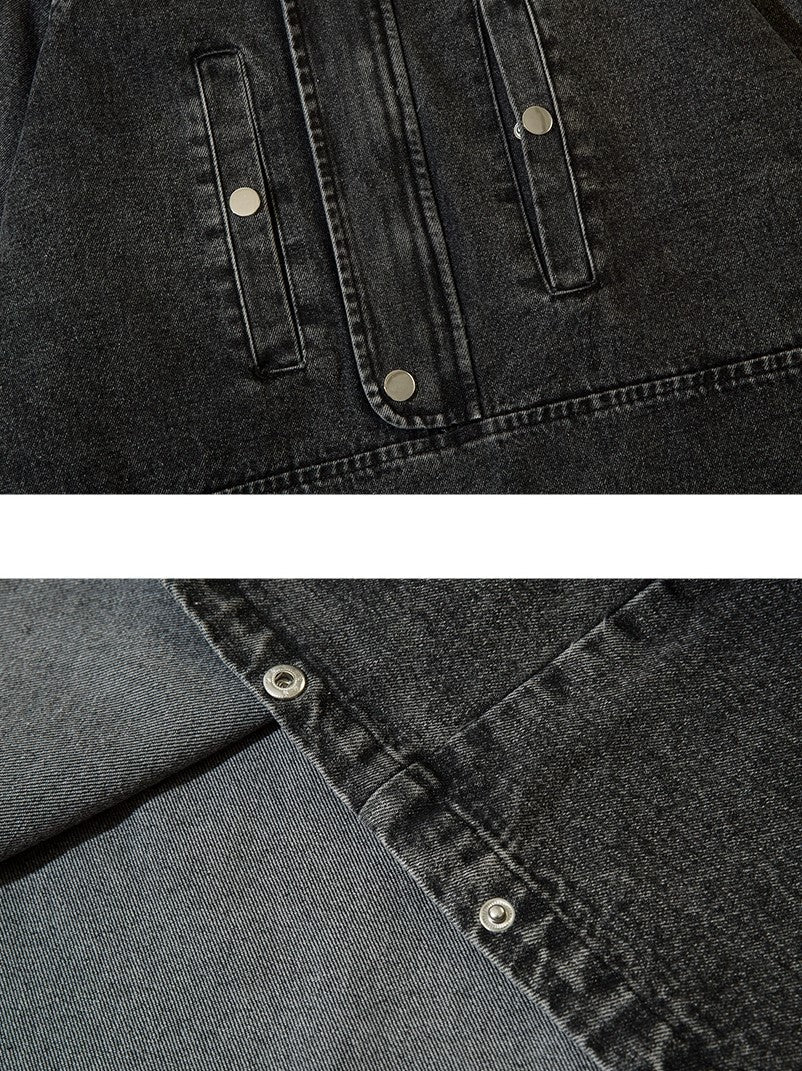 Felpa con cappuccio oversize in denim con cerniera