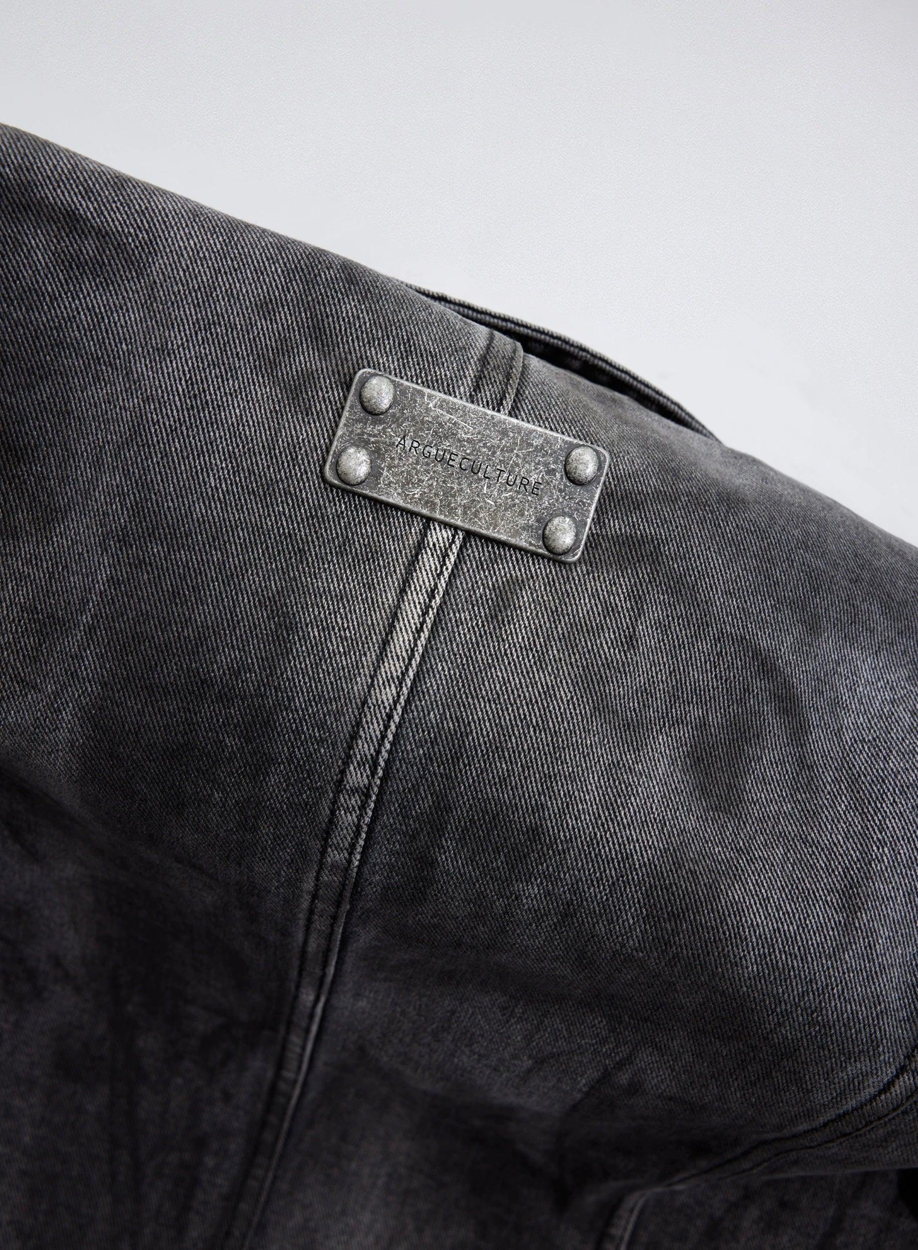 Oversize Zipper Denim Jacket & Wide-leg Denim Jeans Setup