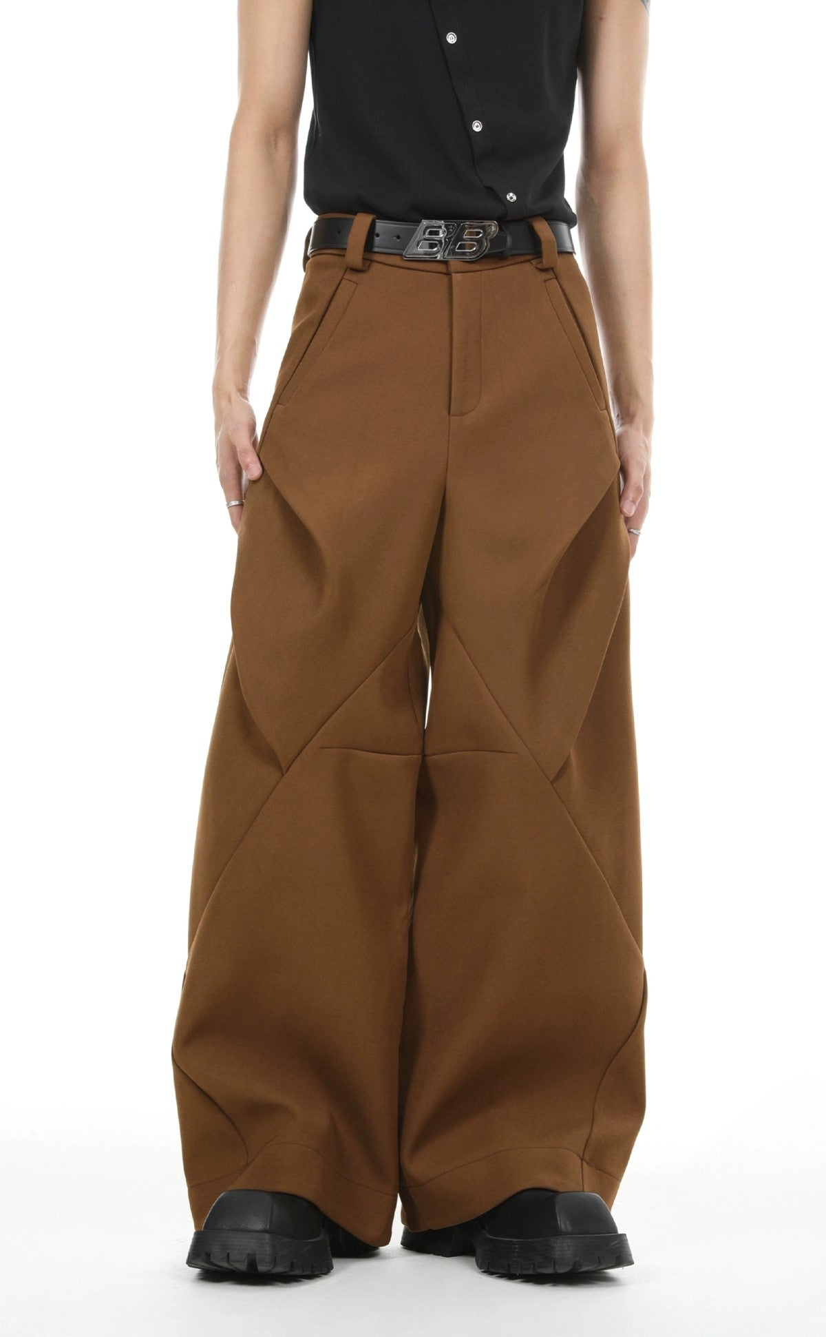 Oversize Zipper Hoodie & Wide-leg Pleats Sweatpants Setup