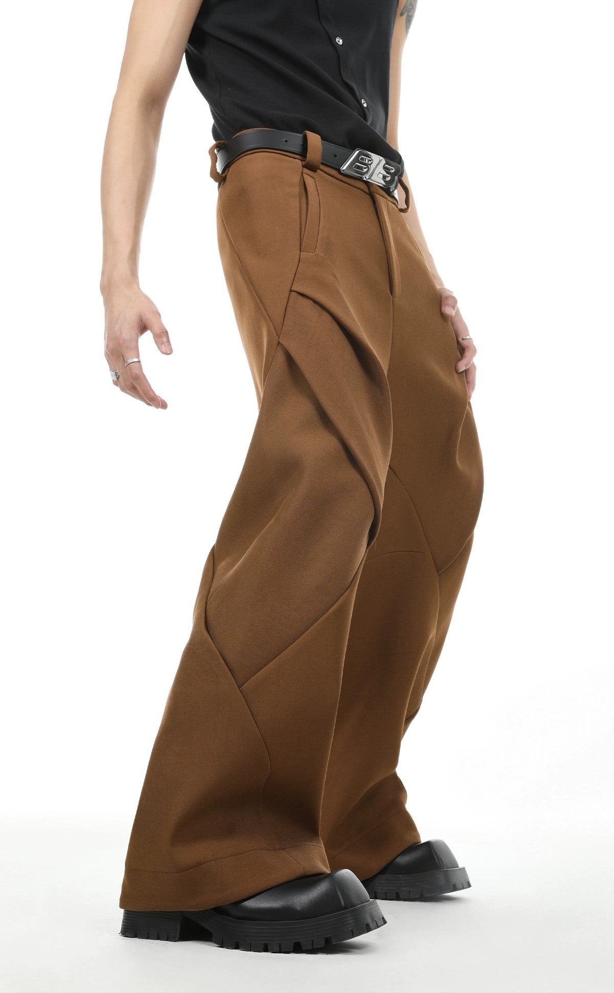 Oversize Zipper Hoodie & Wide-leg Pleats Sweatpants Setup