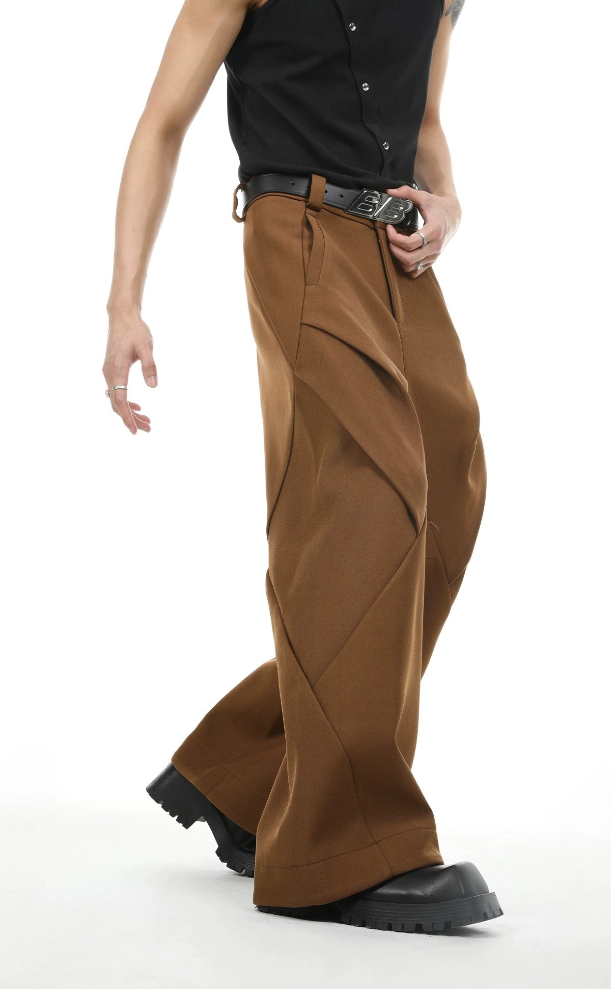 Oversize Zipper Hoodie & Wide-leg Pleats Sweatpants Setup