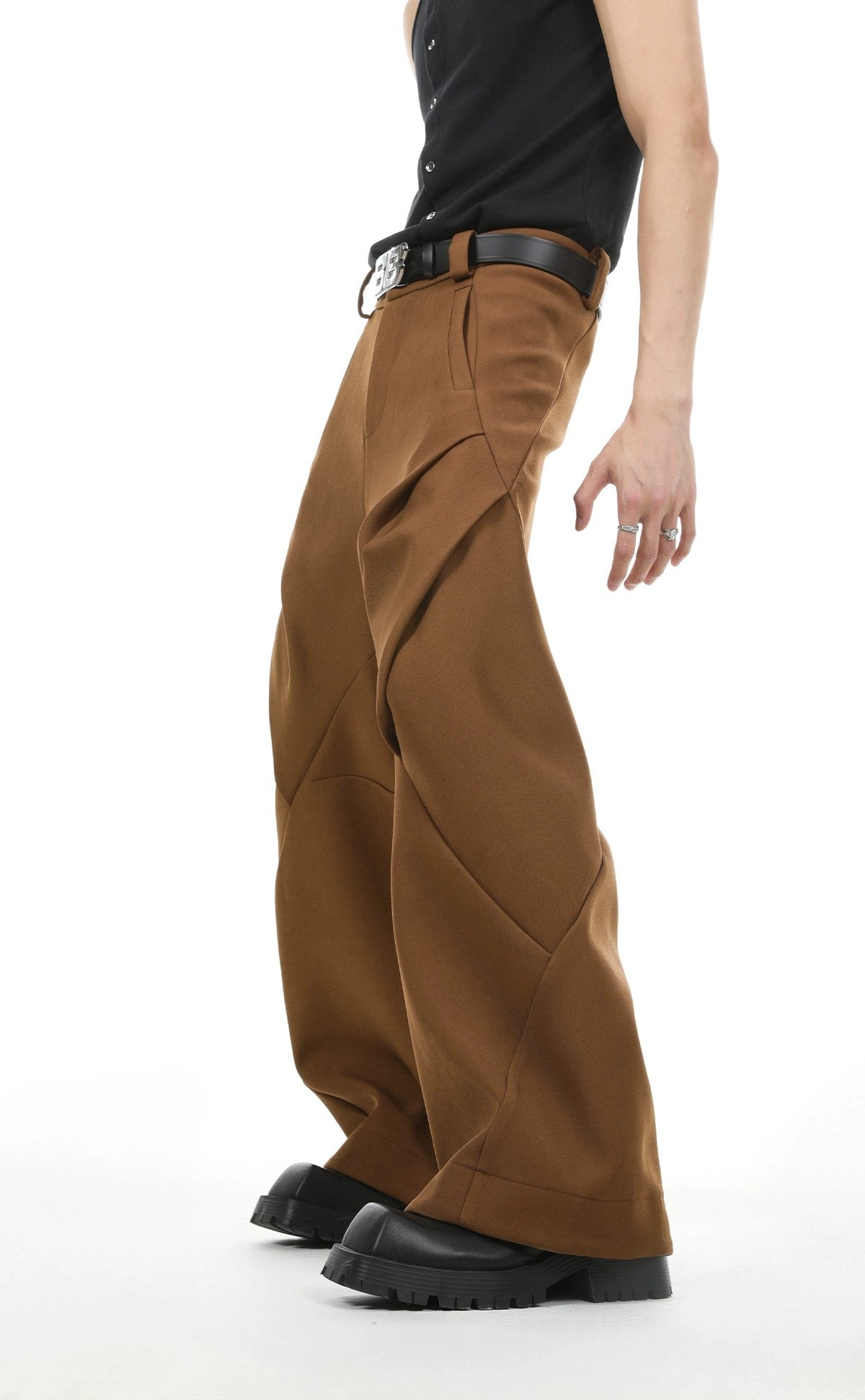 Oversize Zipper Hoodie & Wide-leg Pleats Sweatpants Setup