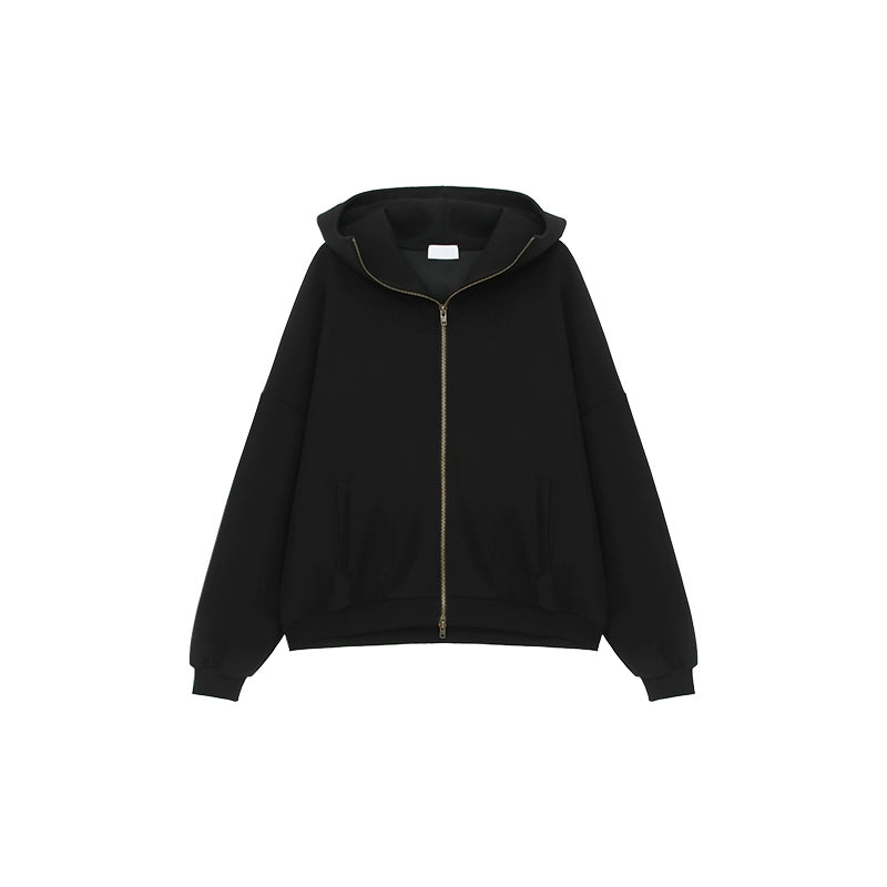 Oversize Zipper Hoodie & Wide-leg Pleats Sweatpants Setup