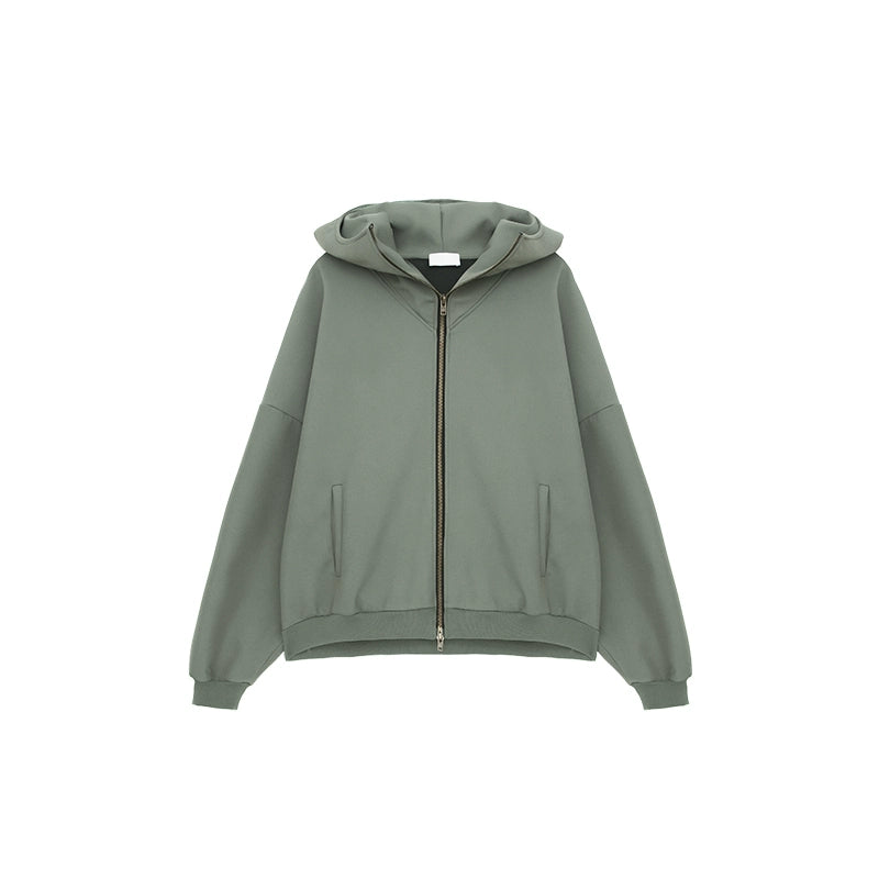 Oversize Zipper Hoodie & Wide-leg Pleats Sweatpants Setup