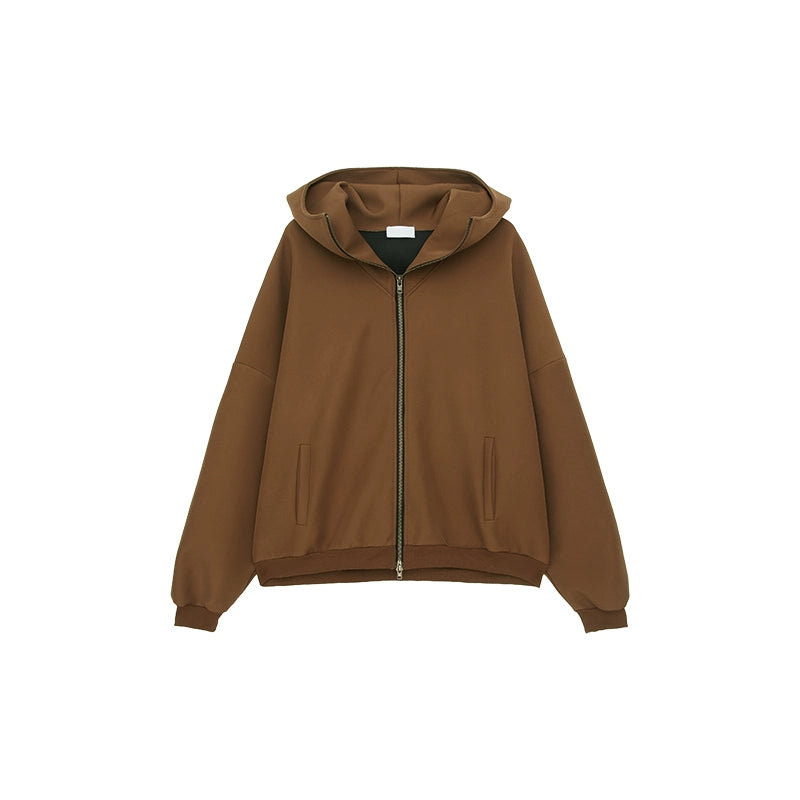 Oversize Zipper Hoodie & Wide-leg Pleats Sweatpants Setup