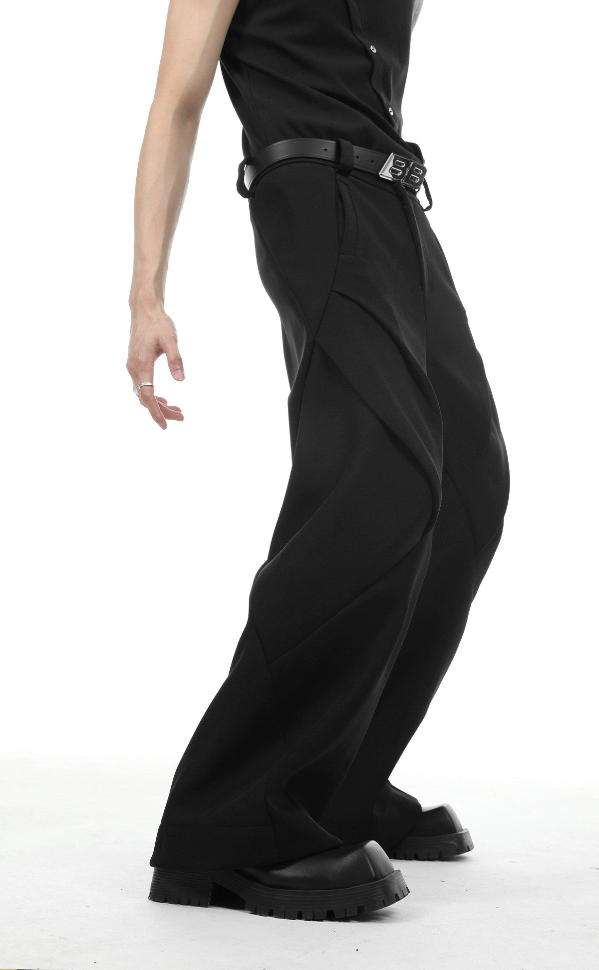 Oversize Zipper Hoodie & Wide-leg Pleats Sweatpants Setup