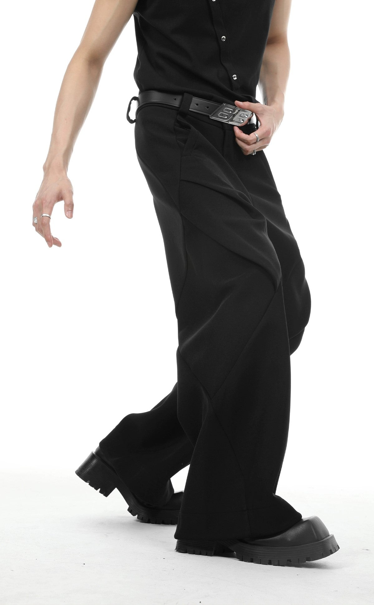Oversize Zipper Hoodie & Wide-leg Pleats Sweatpants Setup