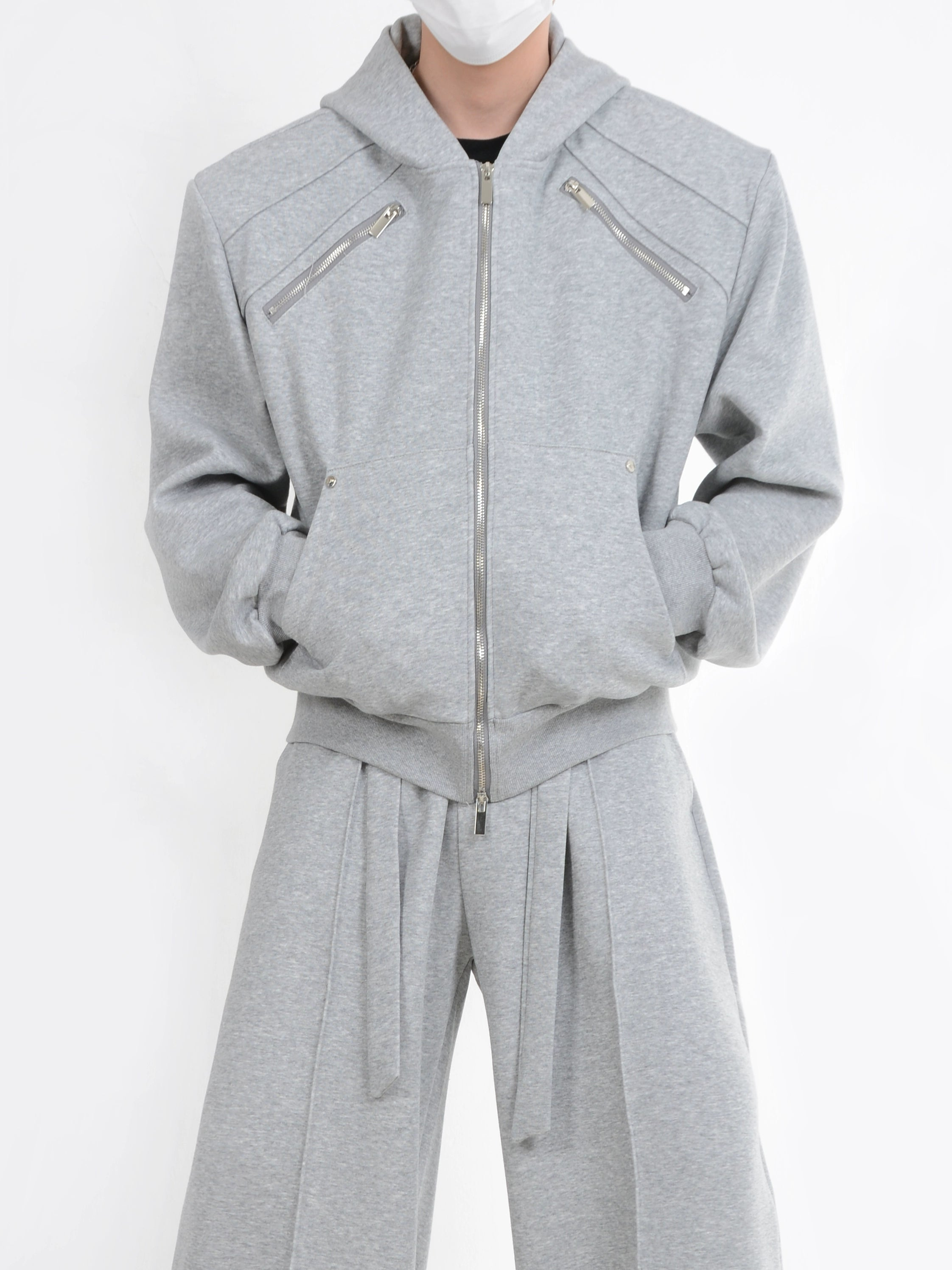 Oversize Zipper Hoodie & Wide-leg Sweatpants Setup