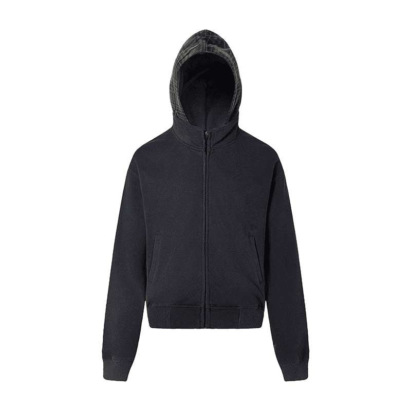 Sweat à capuche zippé à carreaux