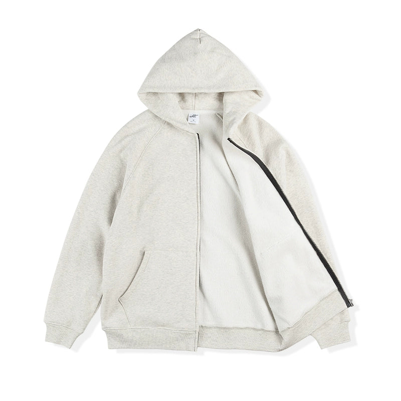 Plush Lining Raglan Sleeve Zipper Hoodie