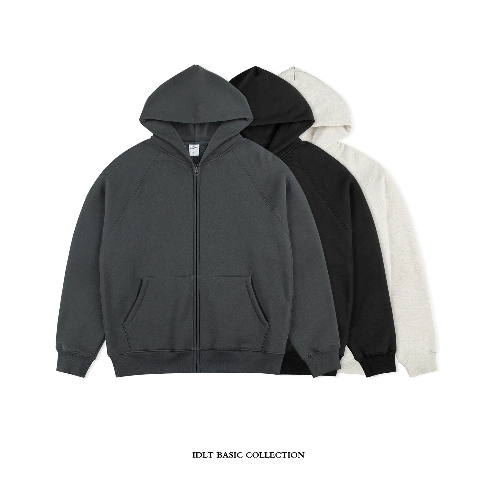 Plush Lining Raglan Sleeve Zipper Hoodie