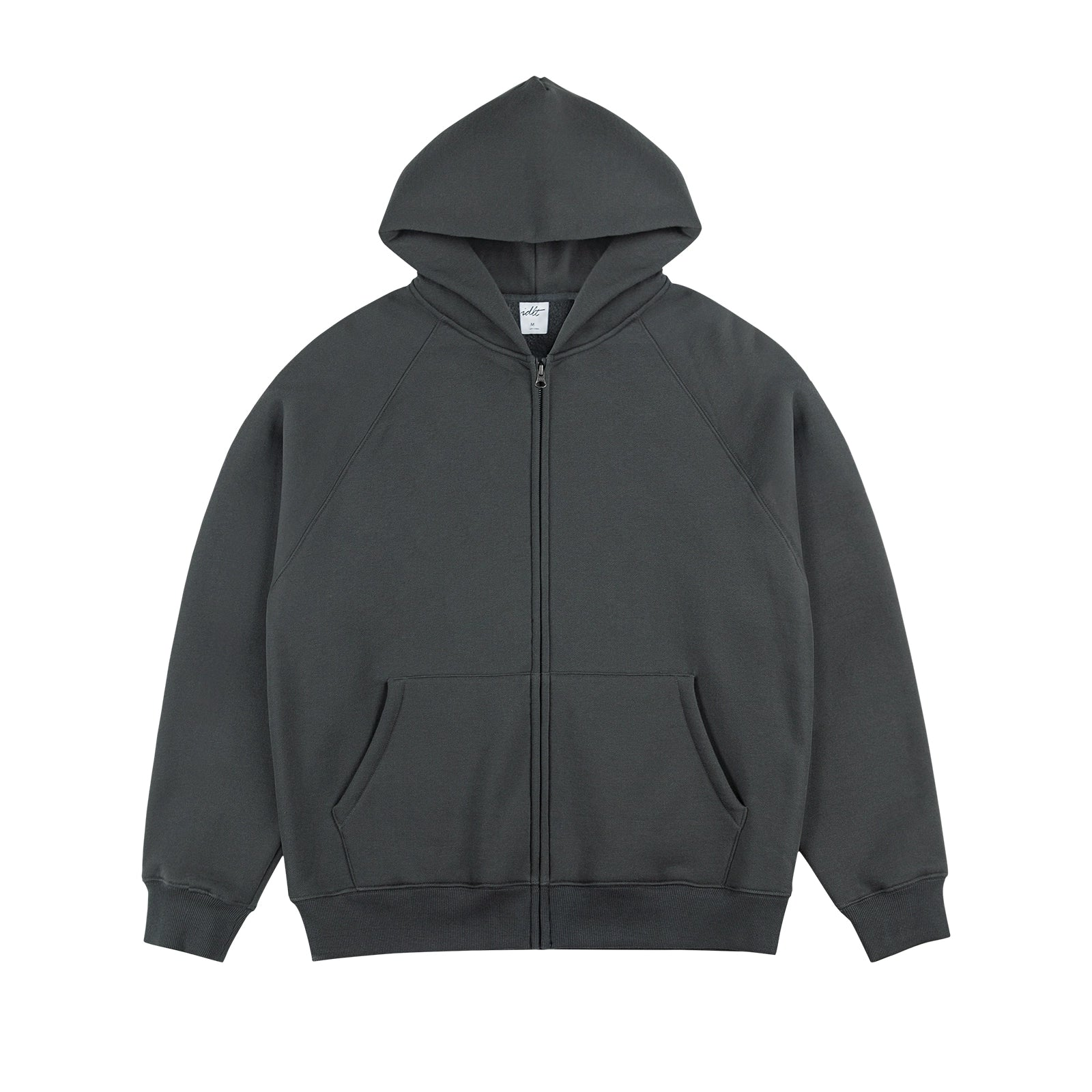 Plush Lining Raglan Sleeve Zipper Hoodie